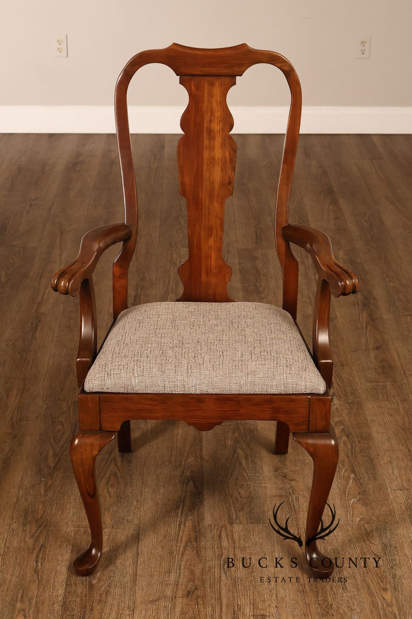 Queen Anne Style Set Of Six Cherry Dining Chairs