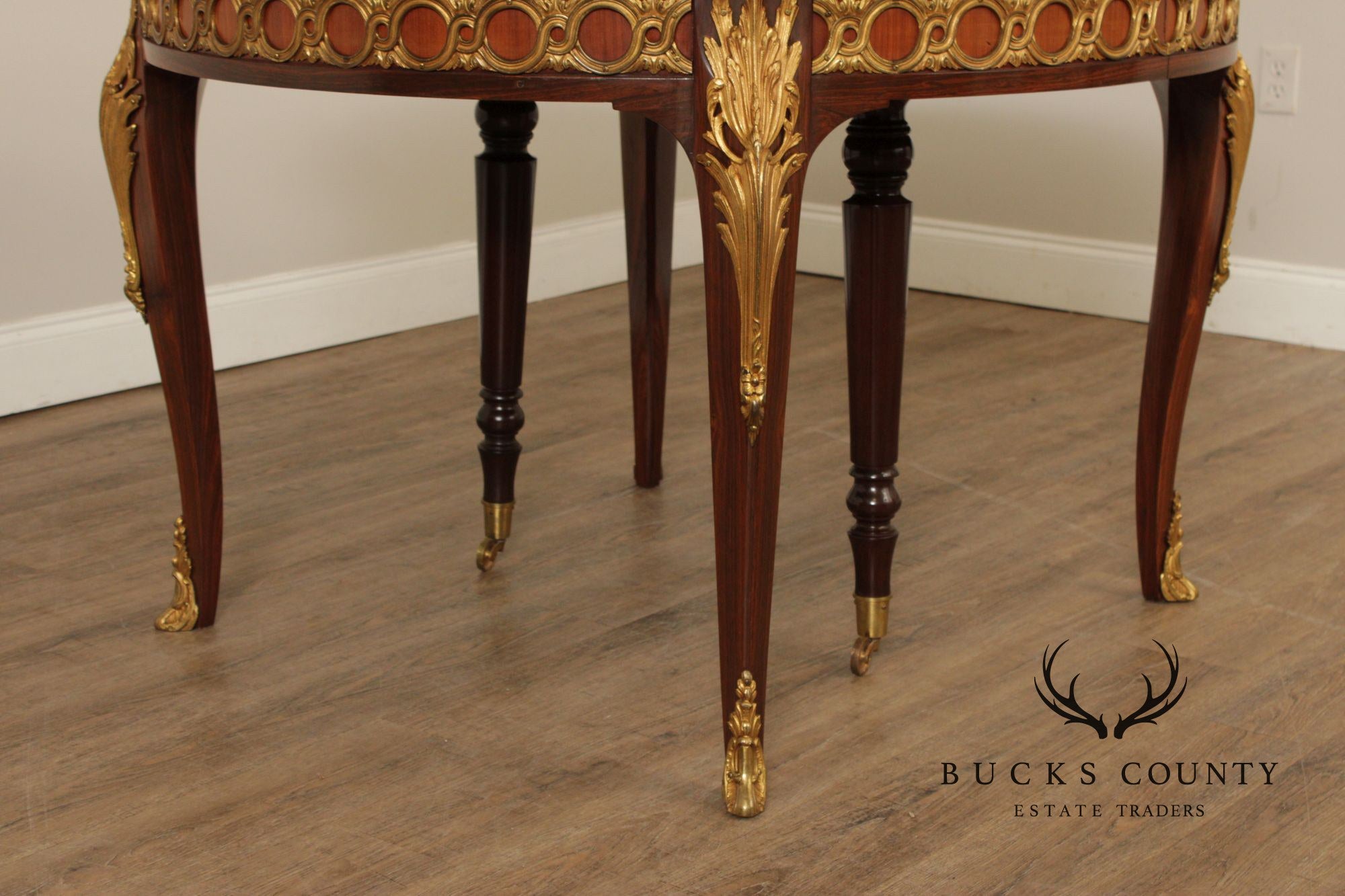 French Louis XV Style Ormolu Mounted Round Expandable Dining Table