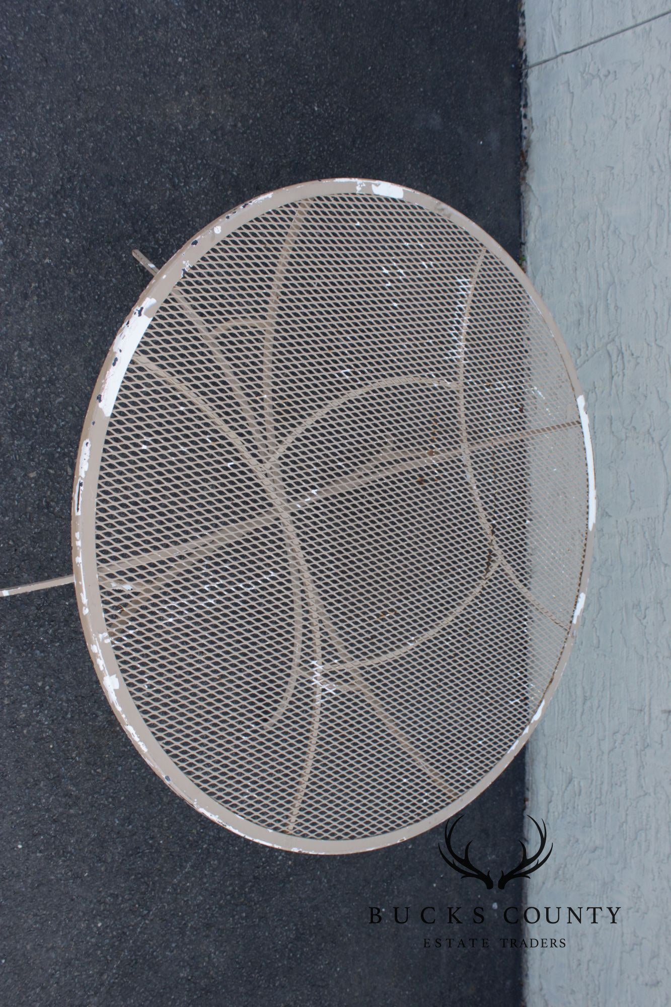 Mid Century Modern Round Wrought Iron Patio Dining Table