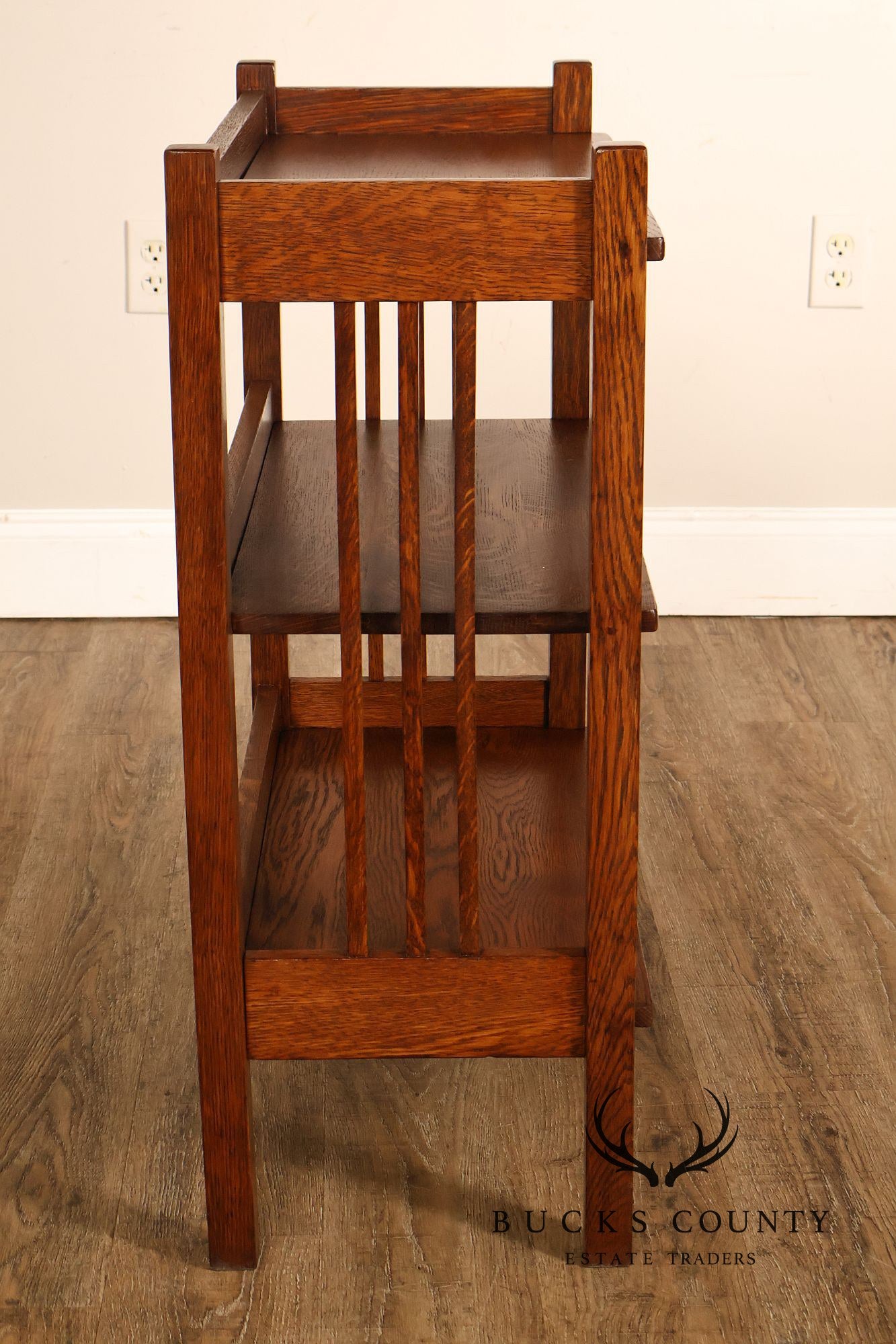 Antique Stickley Brothers Mission Oak Magazine Stand Bookcase