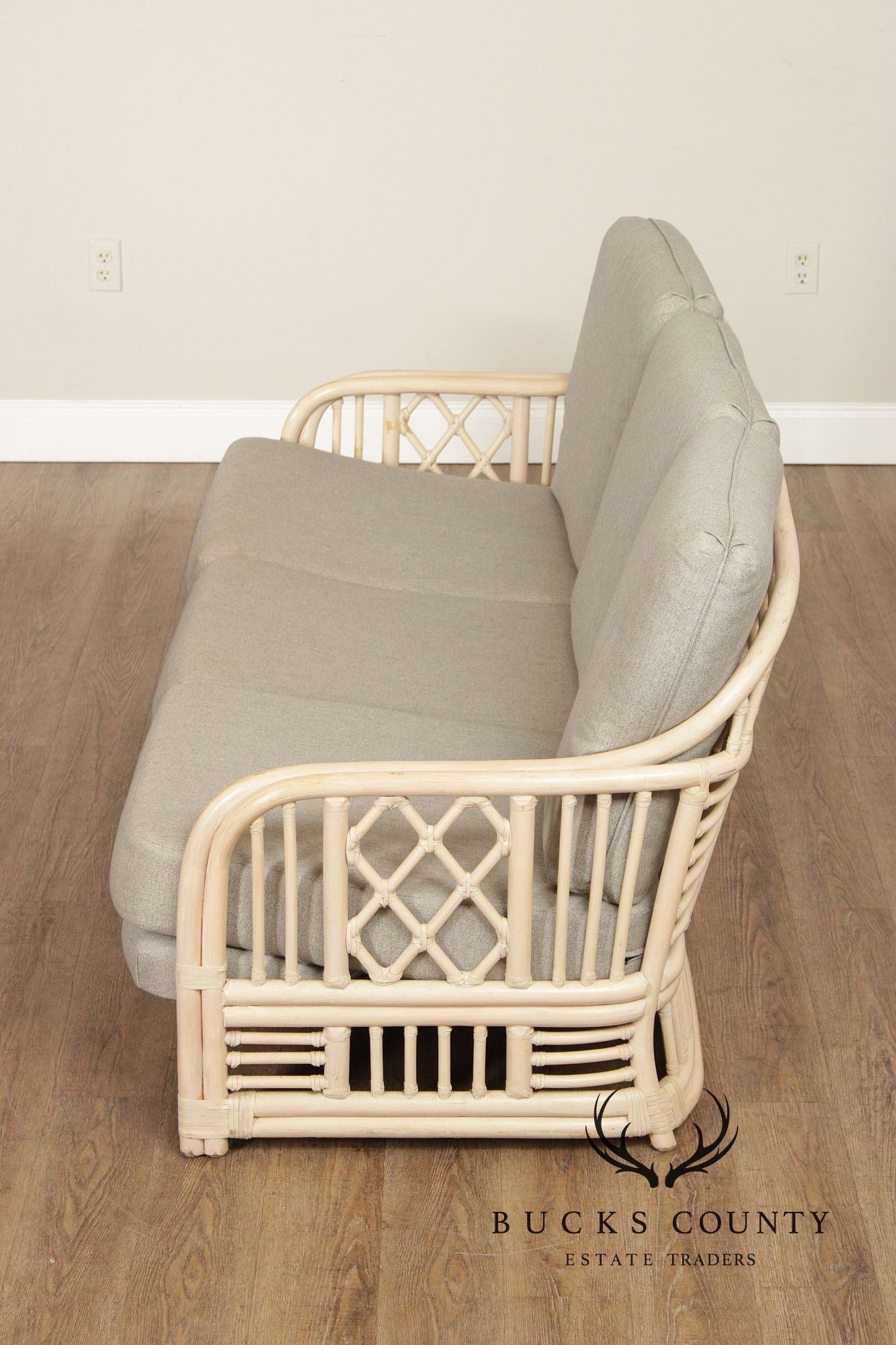 Brighton Pavilion Style Vintage Rattan Three-Seat Sofa