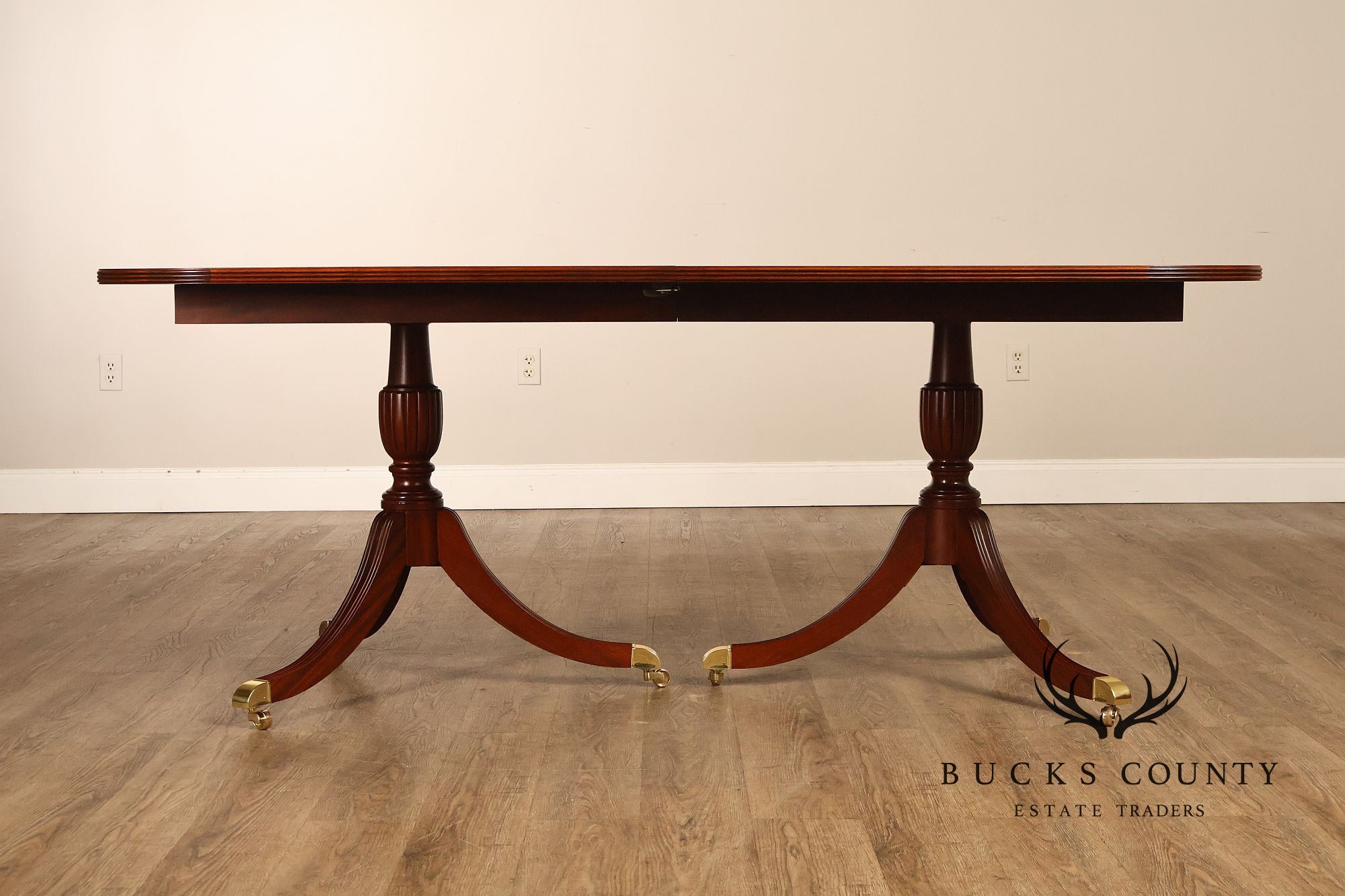Craftique Mahogany Dining Table With Satin Wood Banding- 4 Leaves