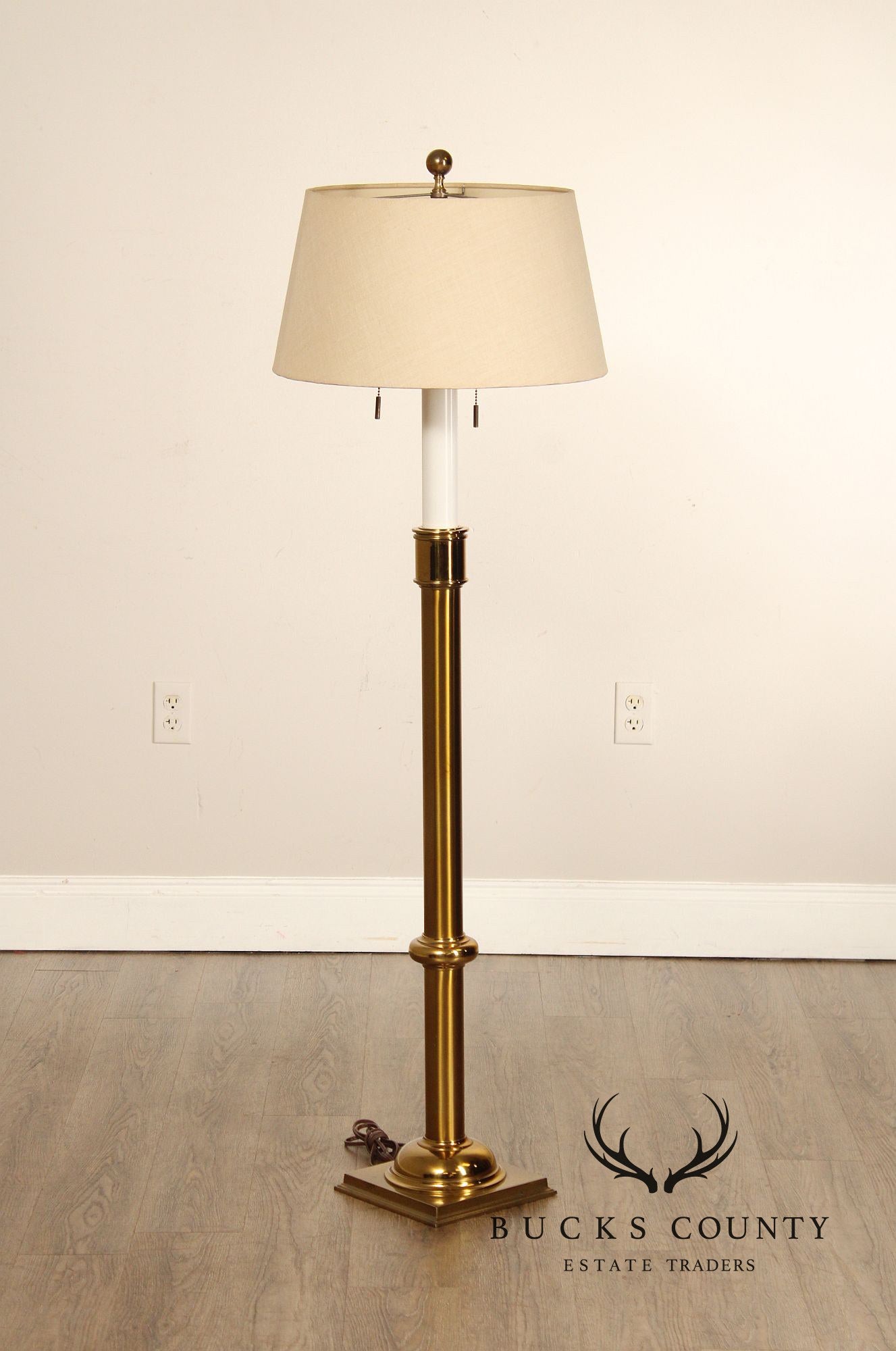 Vintage Brass Floor Lamp With Shade
