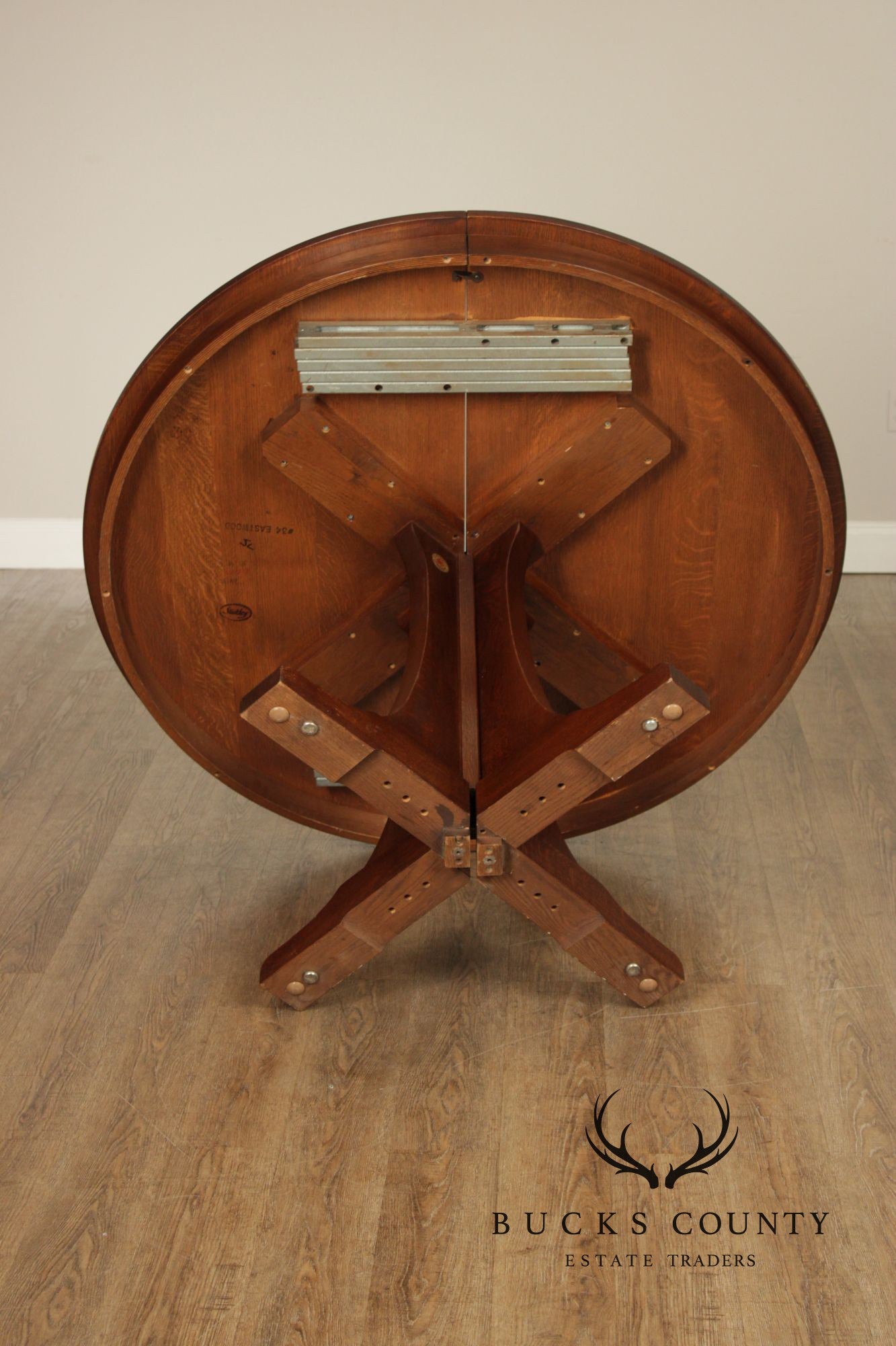 Stickley Mission Style Oak Pedestal Dining Table