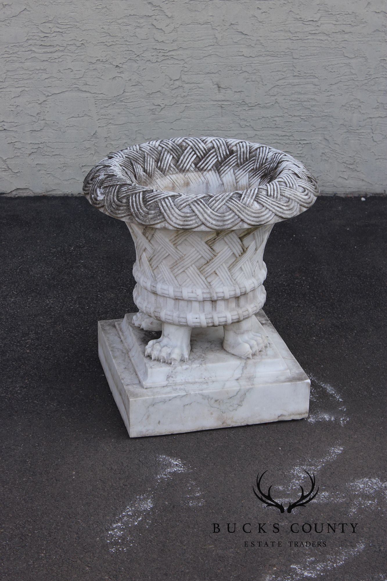 Georgian Style Large Vintage Carved Marble Garden Urn