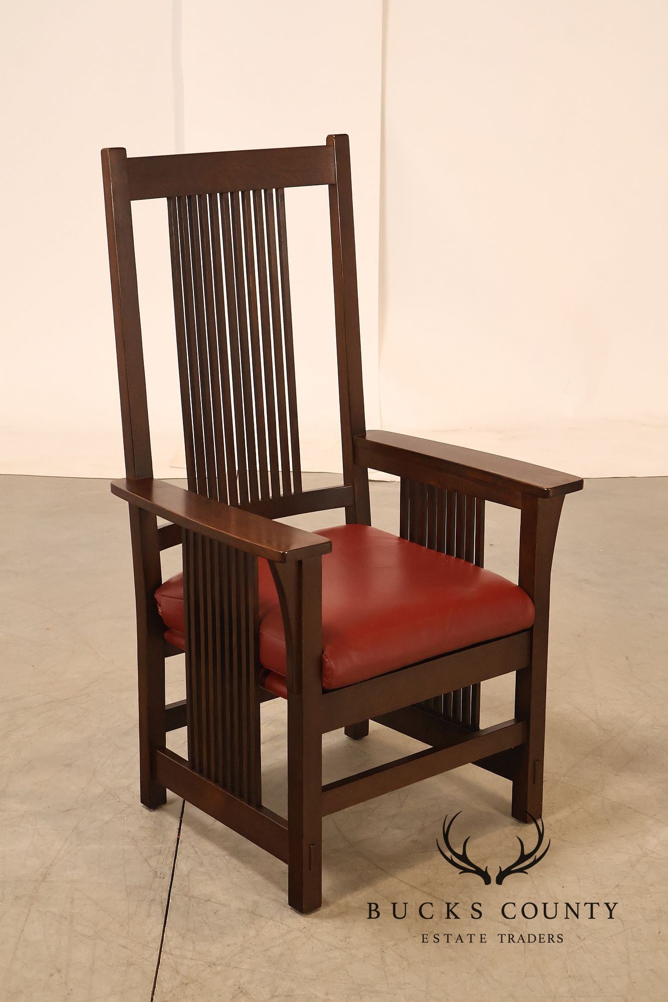 Stickley Mission Collection Set Of Four Oak High Back Spindle Dining Chairs