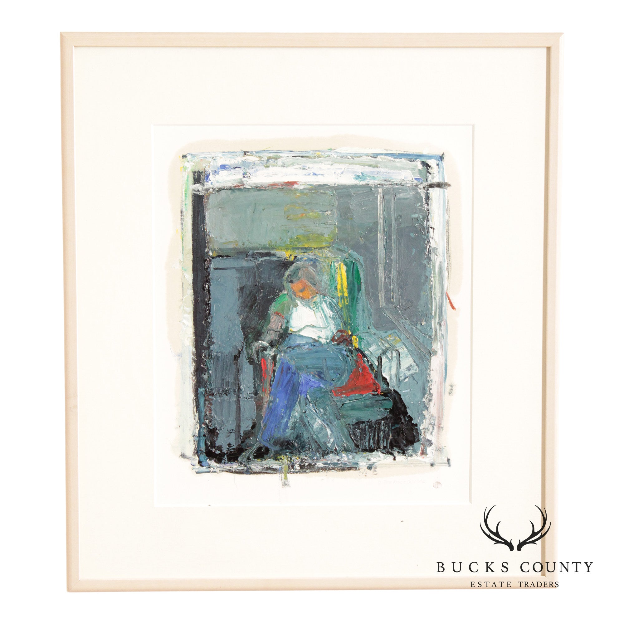 Dee Jenkins Abstract Oil Painting, 'Man on Train'