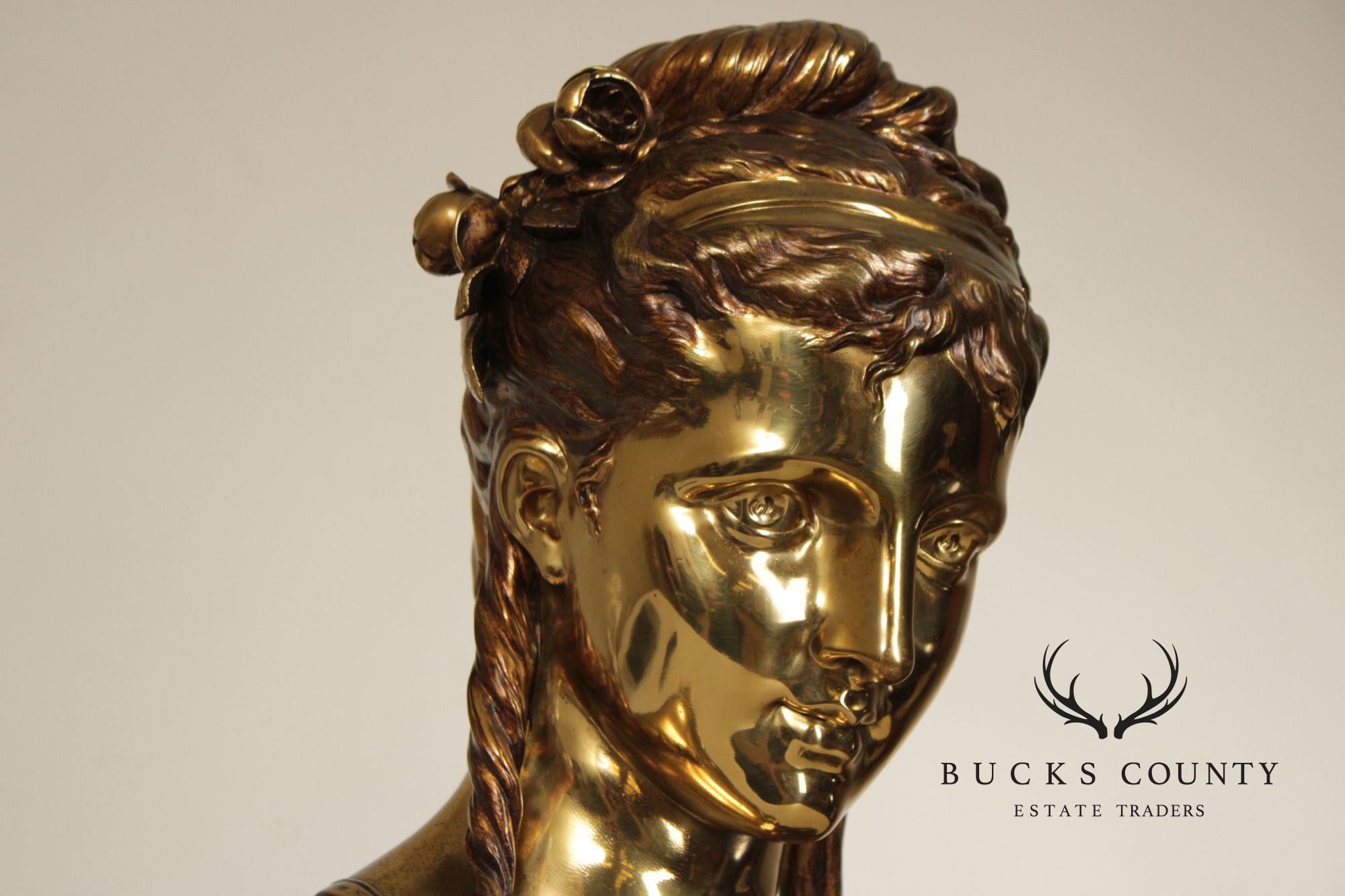 Etienne-Henri Dumaige Gilt Bronze Bust of a Woman