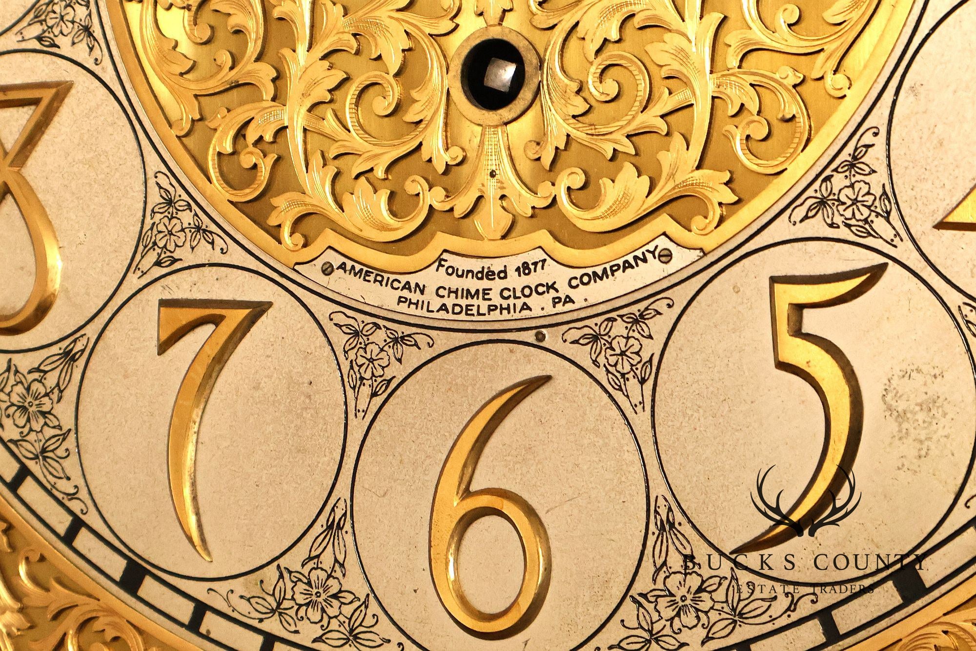 American Chime Clock Co Nine Tube Grandfather Clock with Moon Dial and Westminster Chime Movement