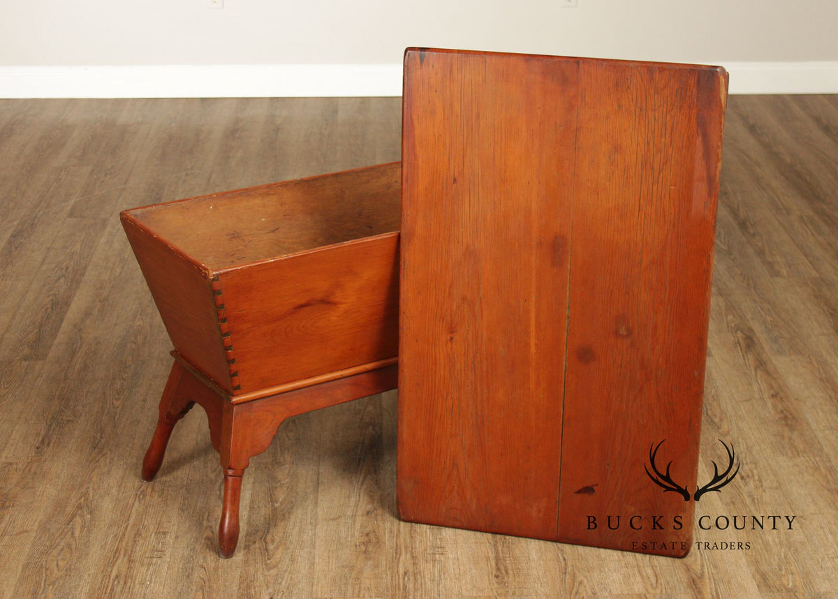 Antique Primitive Pine Dough Box Table With Removable Top