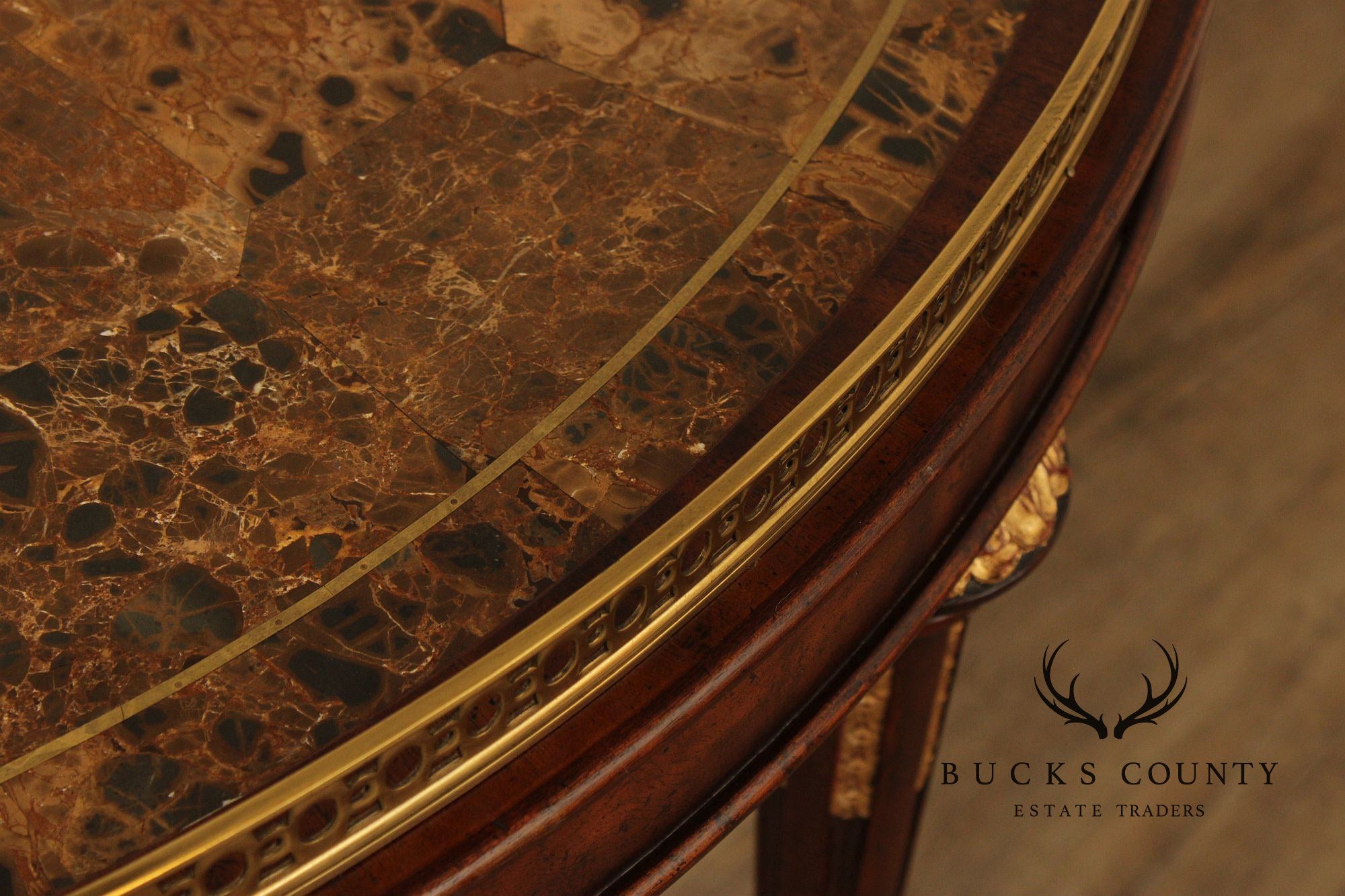 Maitland Smith Marble Top Mahogany Center Table
