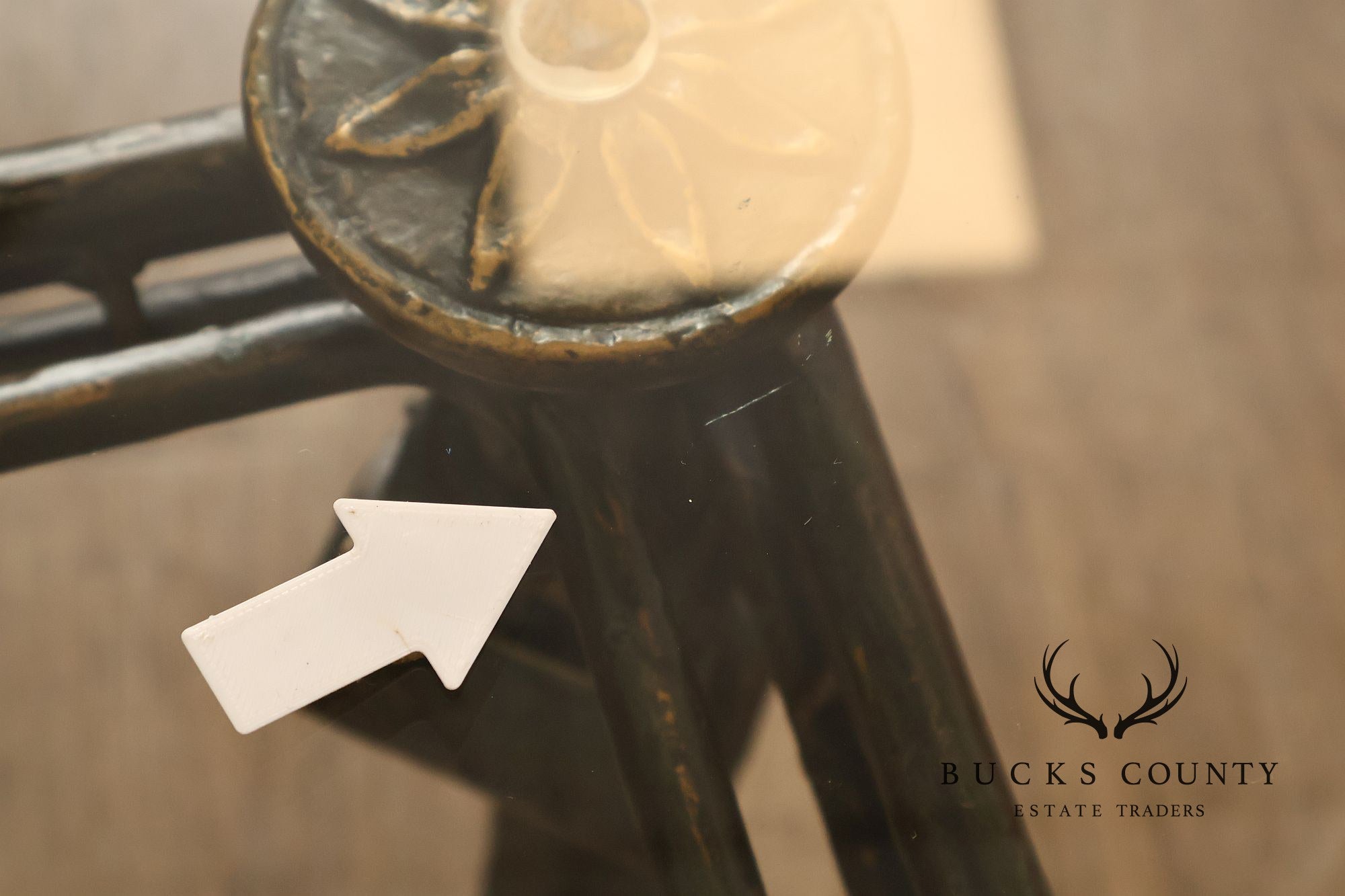 Neoclassical Revival Glass Top Metal Accent Table