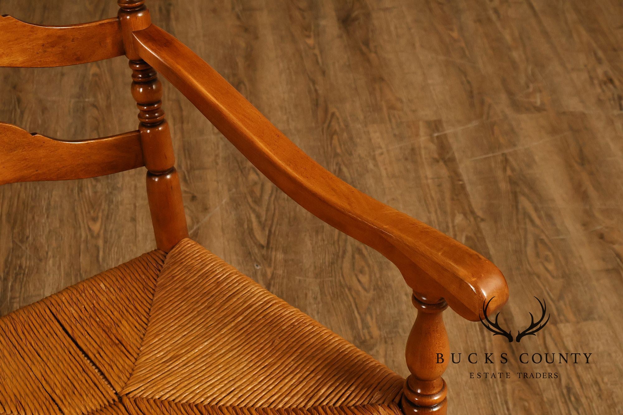 Vintage Set Of 12 Maple Rush Seat Ladderback Dining Chairs
