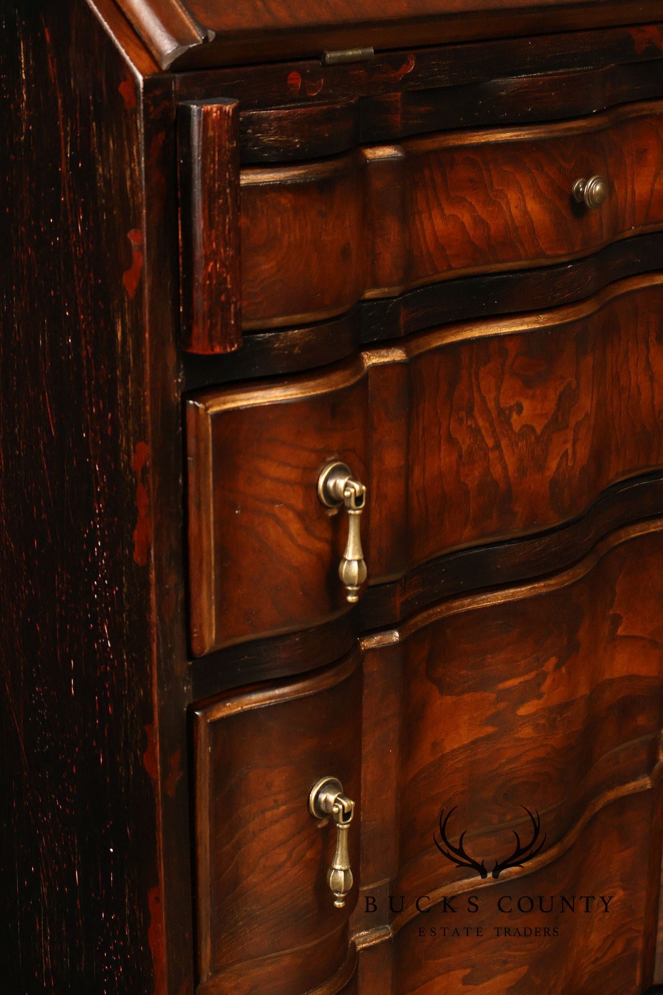 Hooker Furniture Seven Seas Narrow Burlwood Secretary Bookcase Cabinet