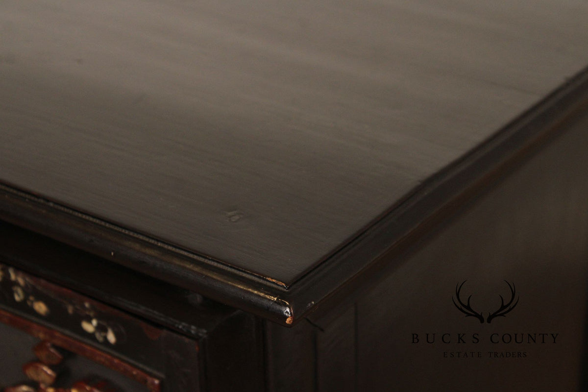 Chinese Export Style Carved Lacquer Cabinet