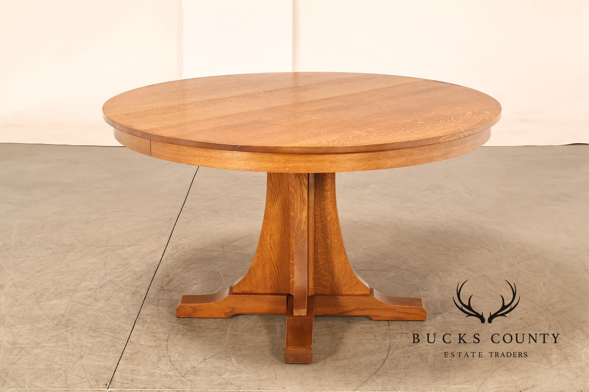 Stickley Mission Collection Round Oak Extension Dining Table With 3 Leaves In 35 Fayetteville Finish
