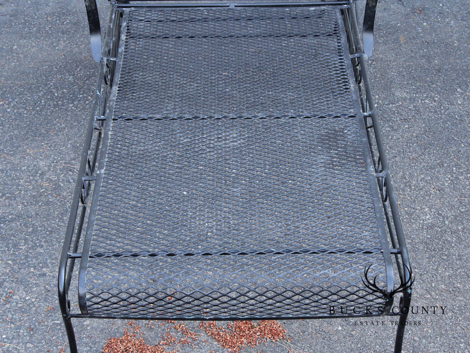 Vintage Wrought Iron Outdoor Patio Chaise Lounge