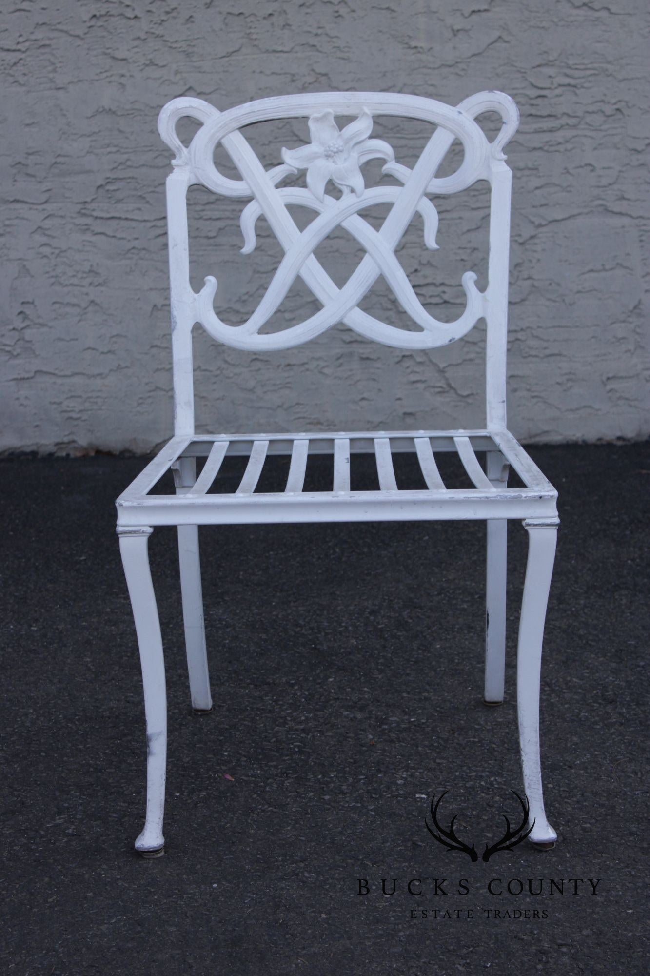 BROWN JORDAN CAST ALUMINUM 'DAY LILY' OUTDOOR PATIO SET OF FOUR DINING CHAIRS