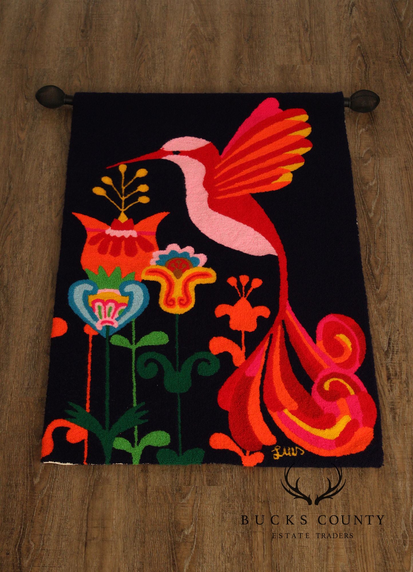 Luis Montiel Folk Art Hummingbird Tapestry