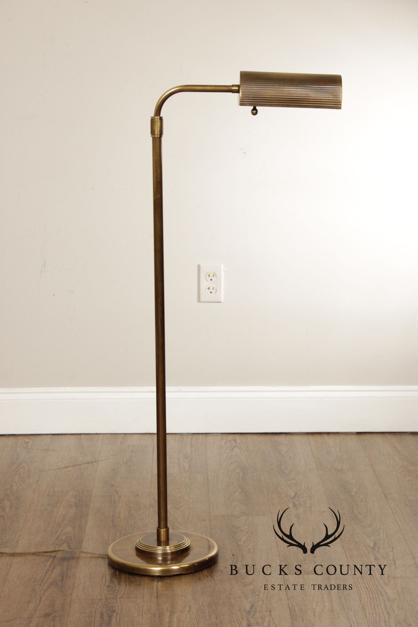Leviton Mid-Century Modern Style Brass Adjustable Floor Lamp