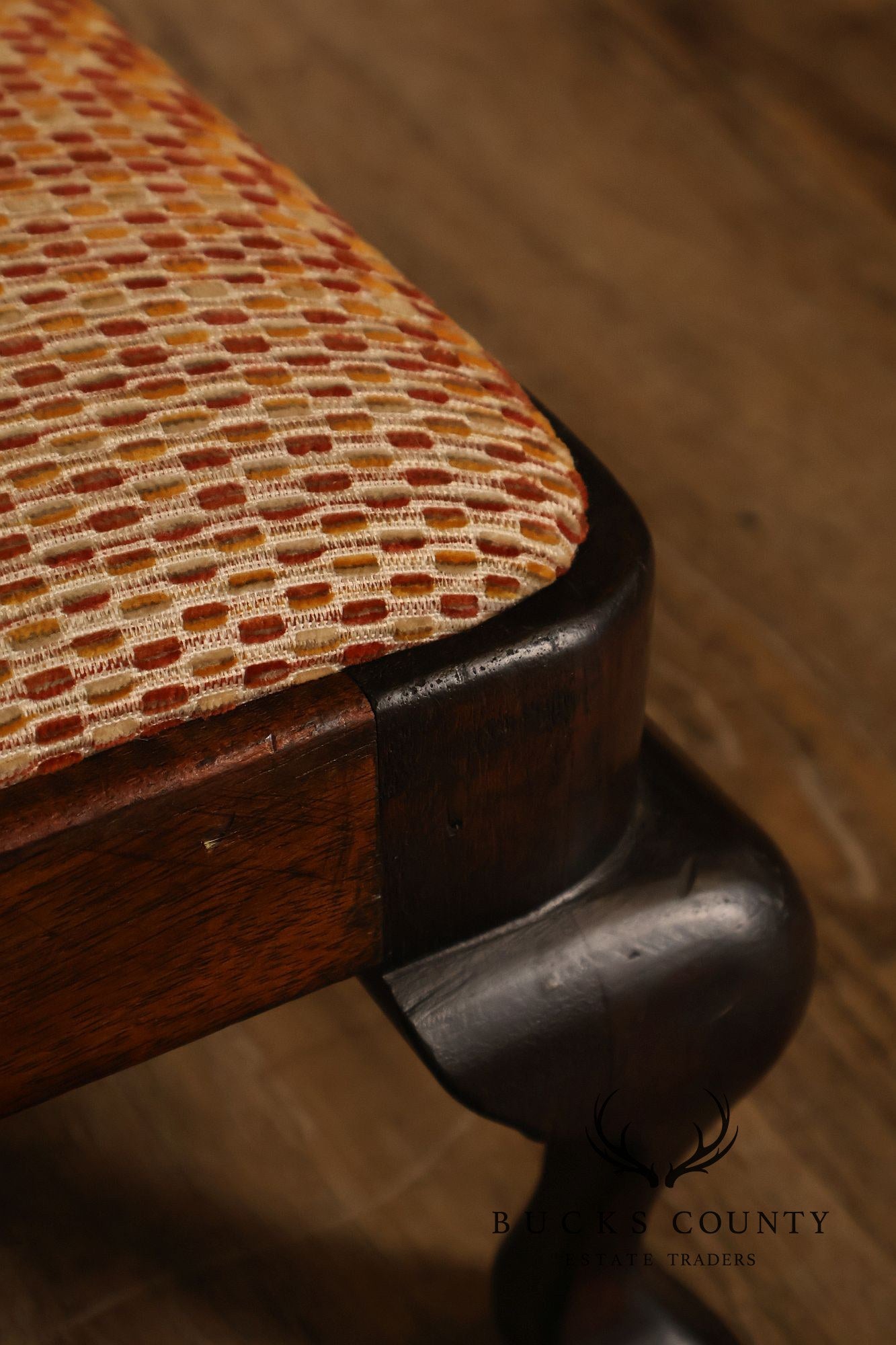 Queen Anne Style Vintage Mahogany Six Leg Footstool