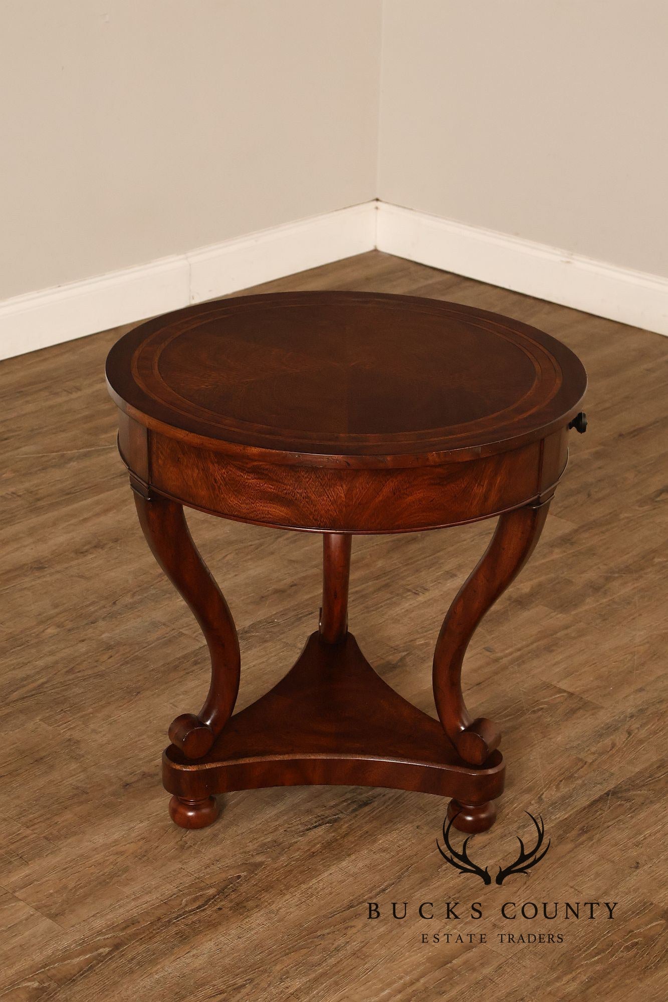 Theodore Alexander Pair of 'Occasionally Italian' Round Mahogany Side Tables