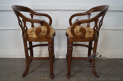 Minton Spidell Quality Set of 3 Empire Style Burgess Barstools
