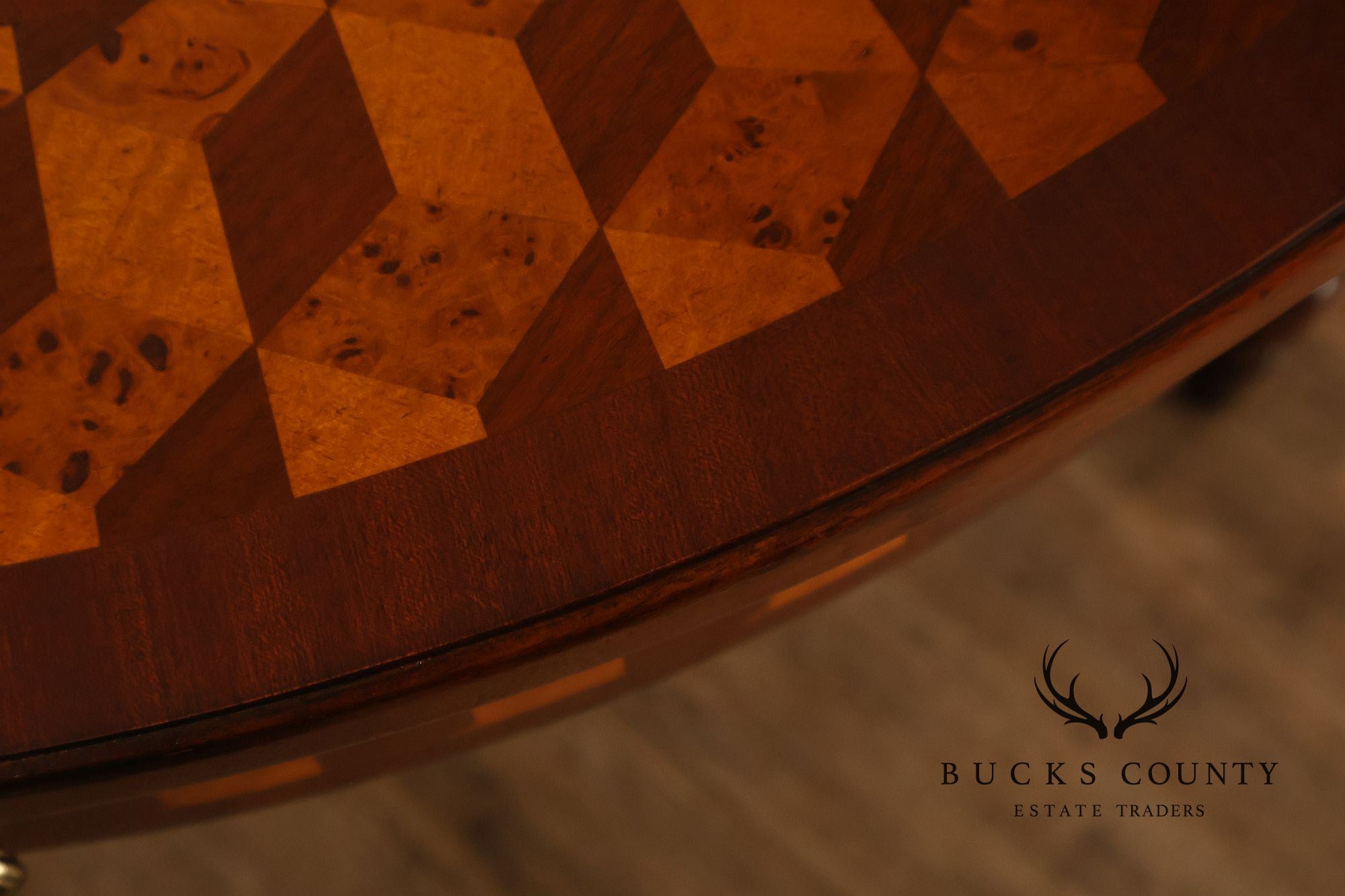 Maitland Smith Inlaid Demilune Console Games Table