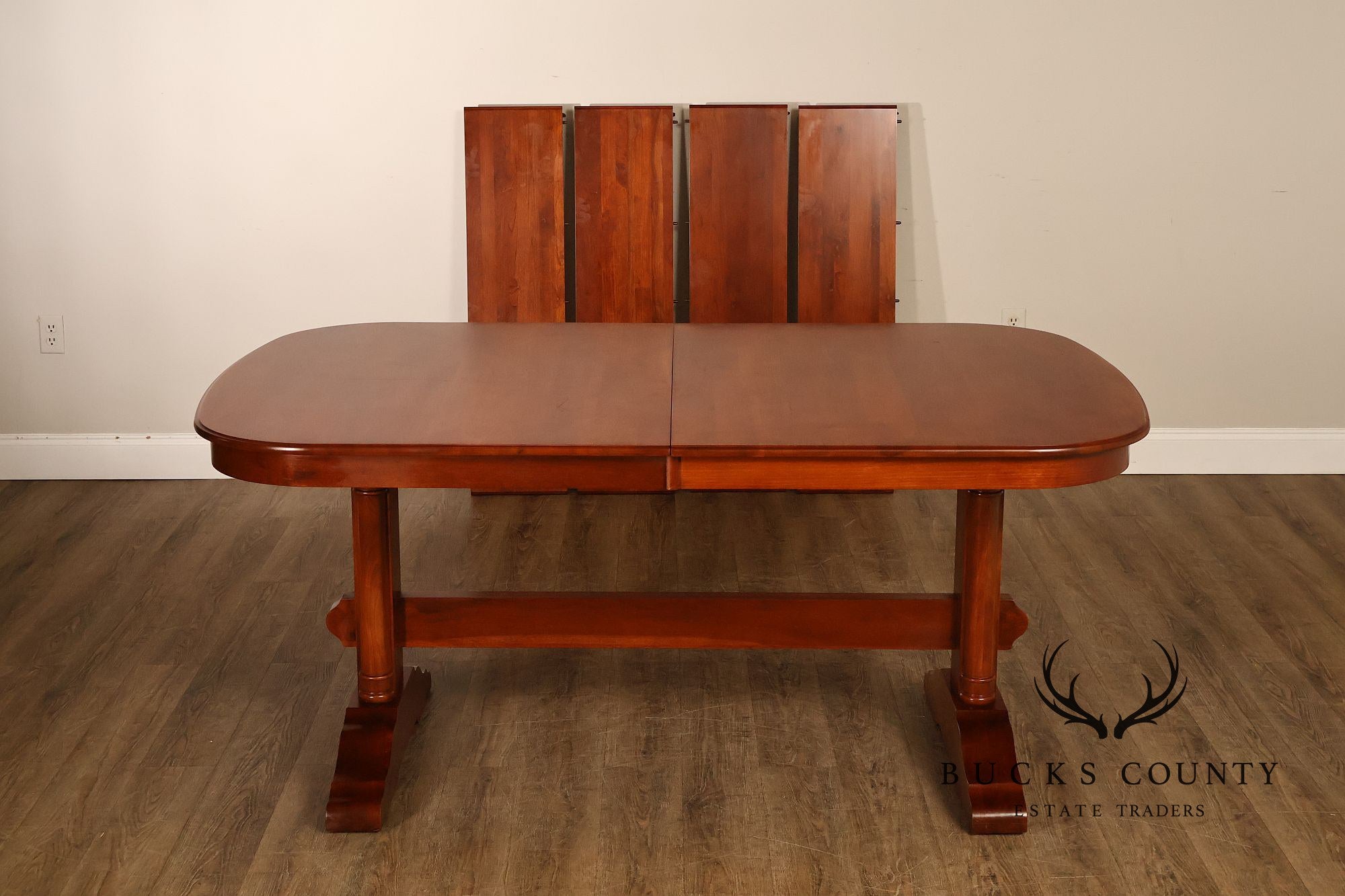 Richardson Brothers Solid Cherry Trestle Dining Table With Four Leaves