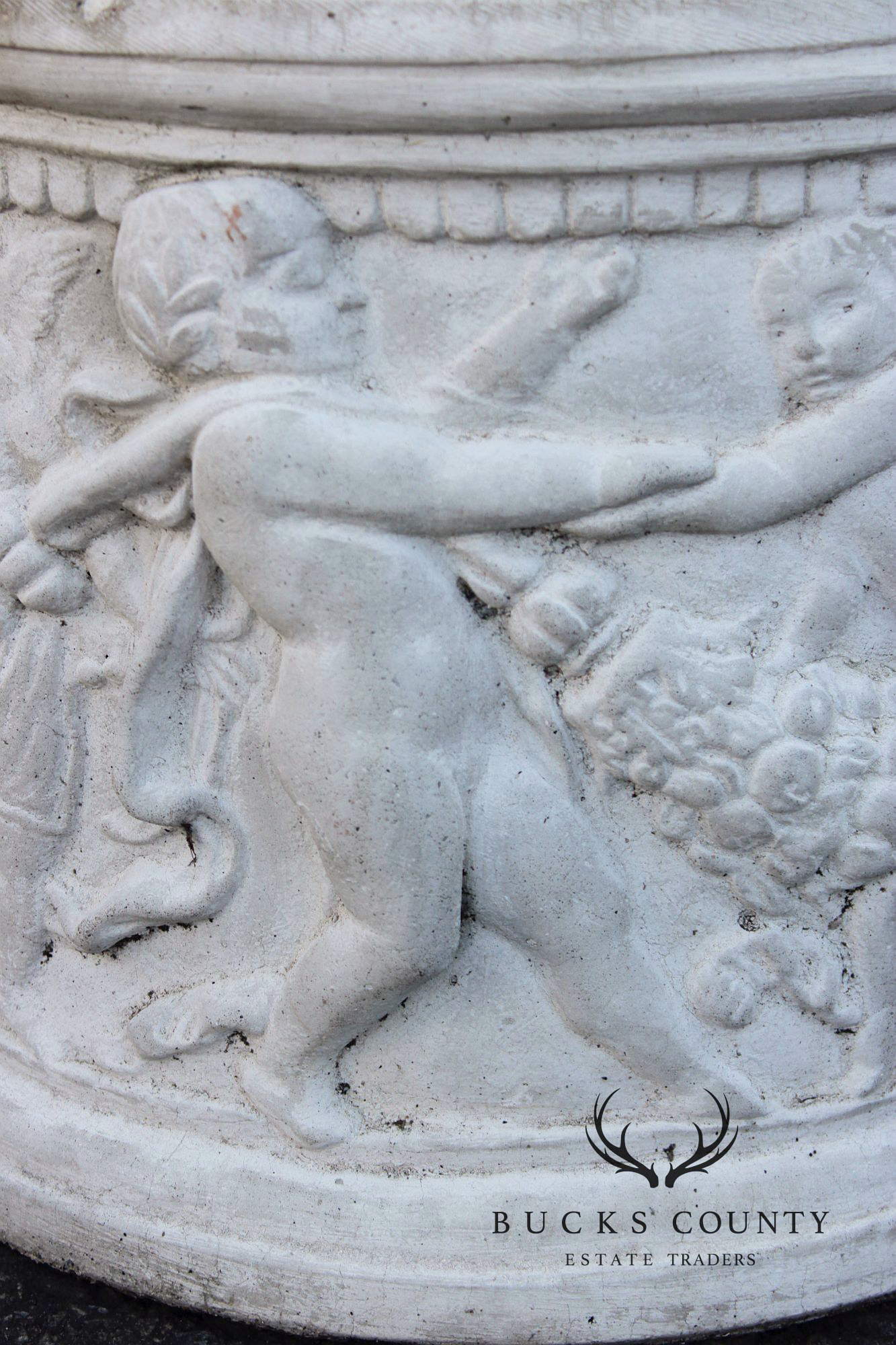 Classical Style Cherub Relief Cast Stone Garden Planter