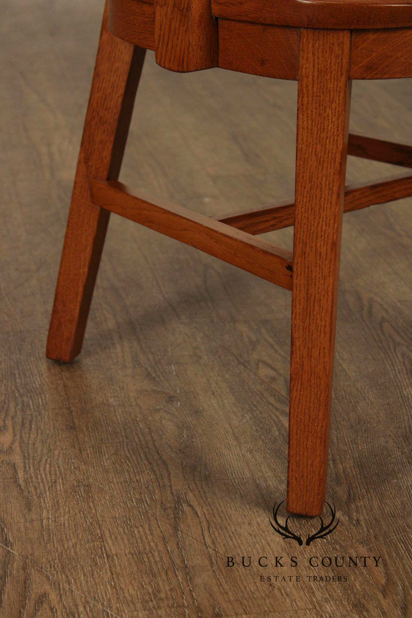 Marble & Shattuck Vintage Set of Six Solid Oak Bankers Armchairs