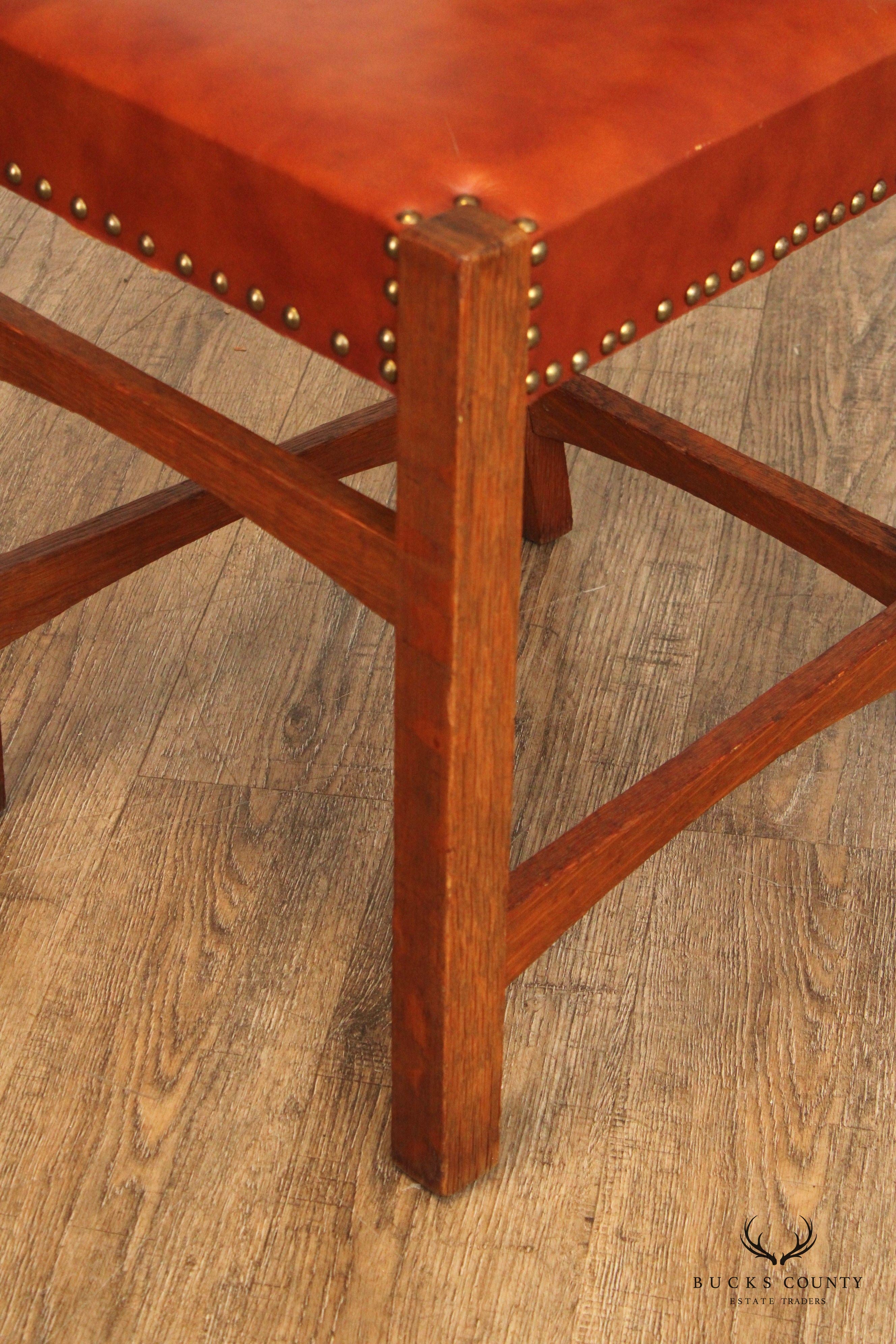 Antique Mission Oak and Leather Side Chair
