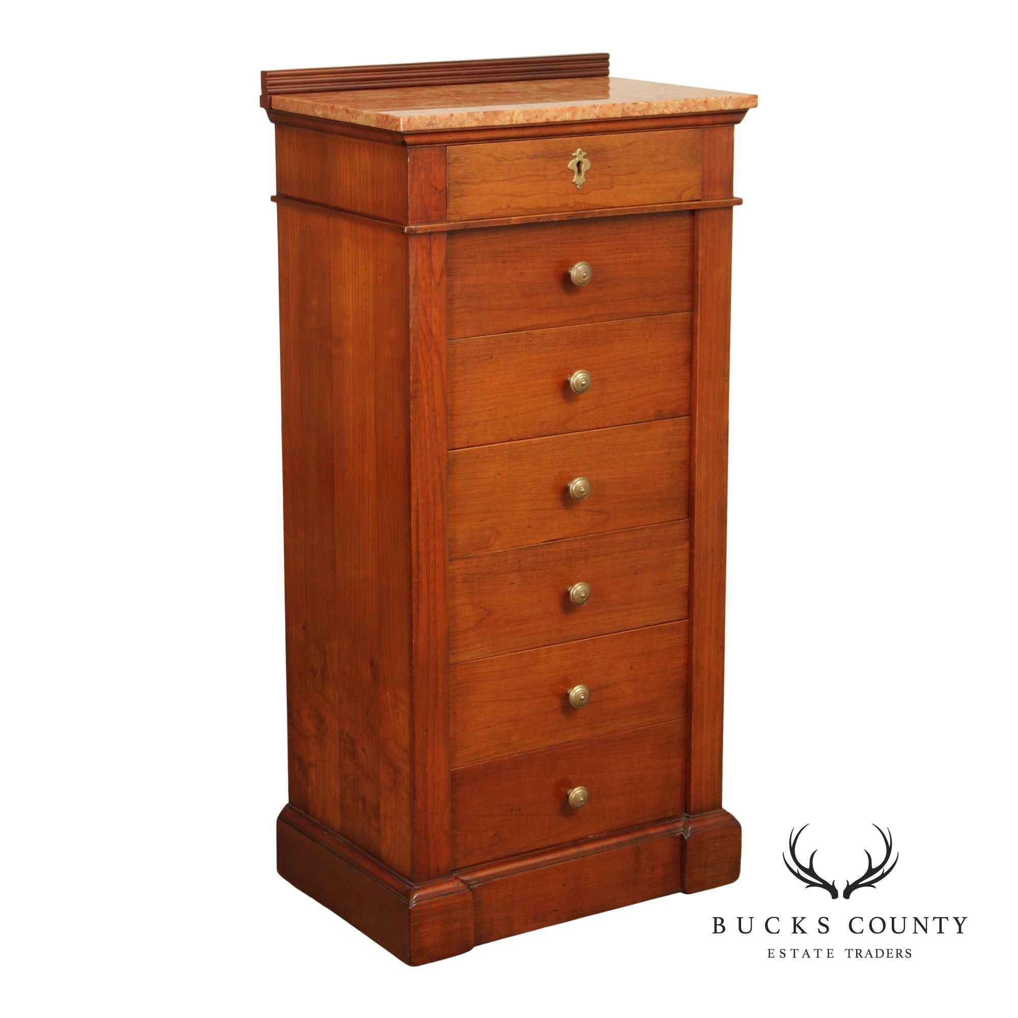 Italian Marble Top Fruitwood Lingerie Chest