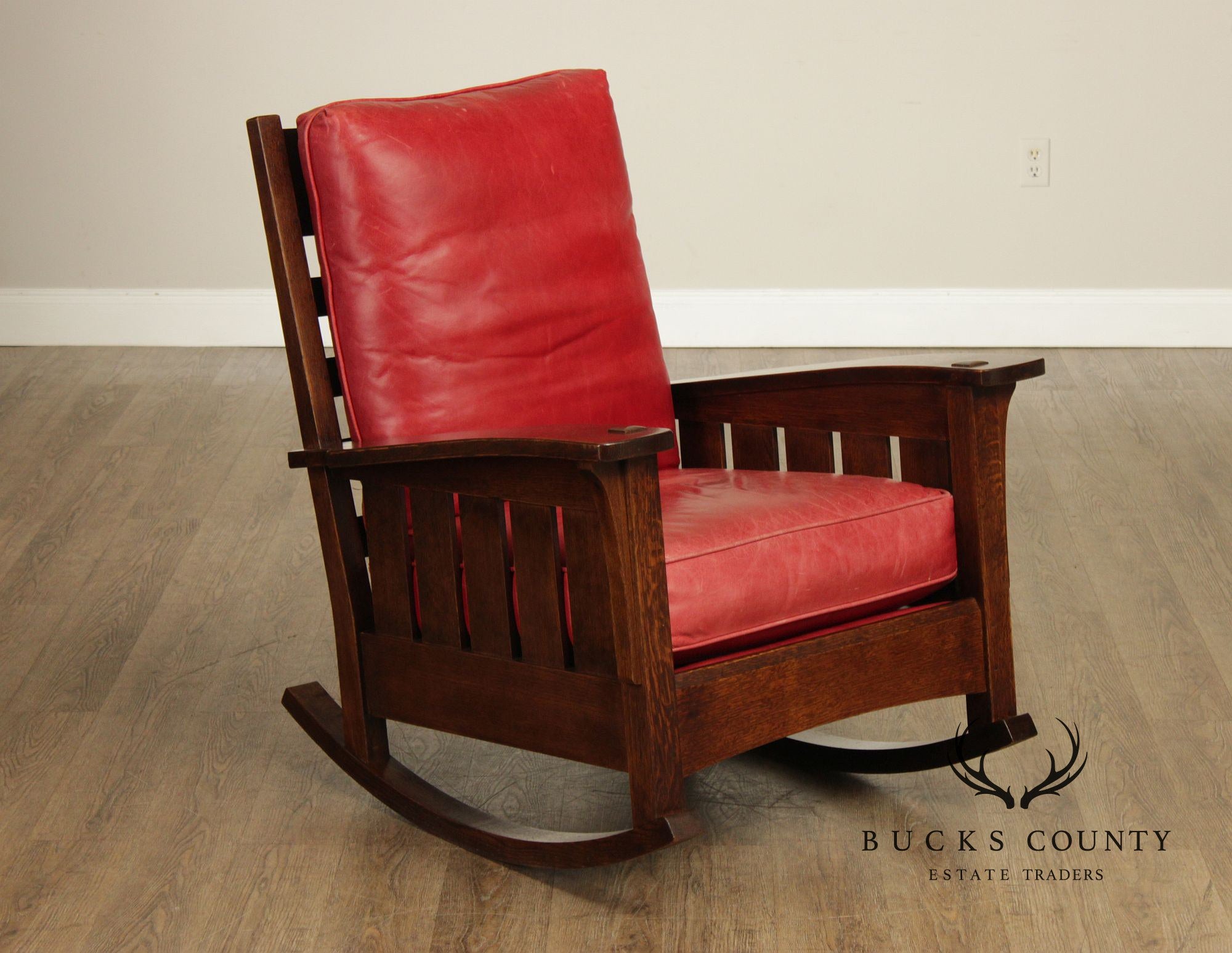 Stickley Mission Collection Oak And Leather Rocker
