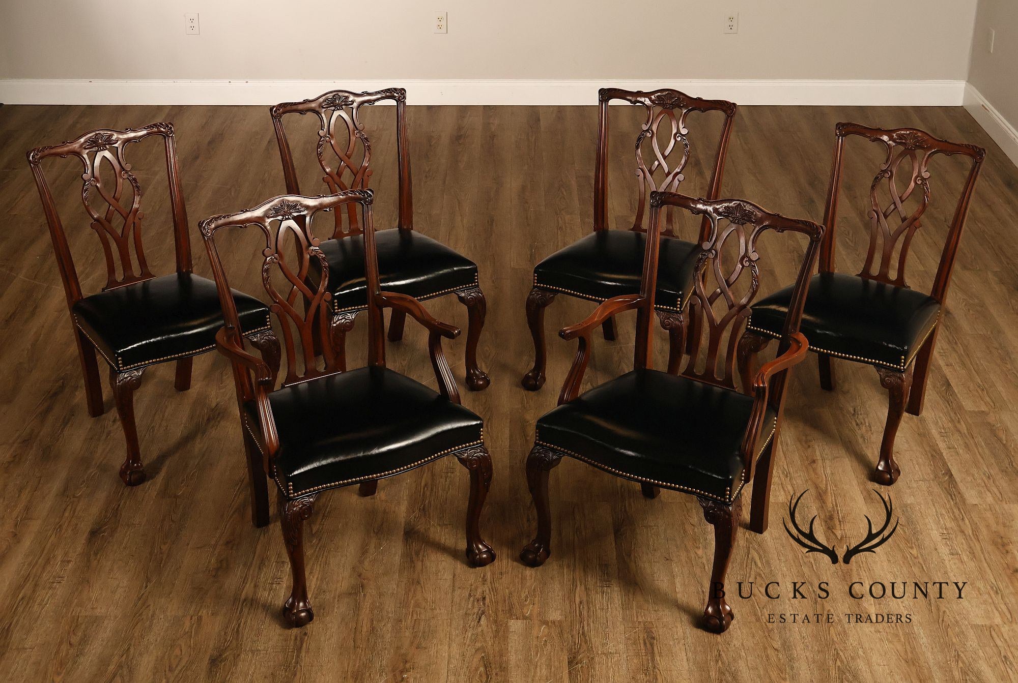 Kindel Chippendale Style Set of Six Mahogany Dining Chairs