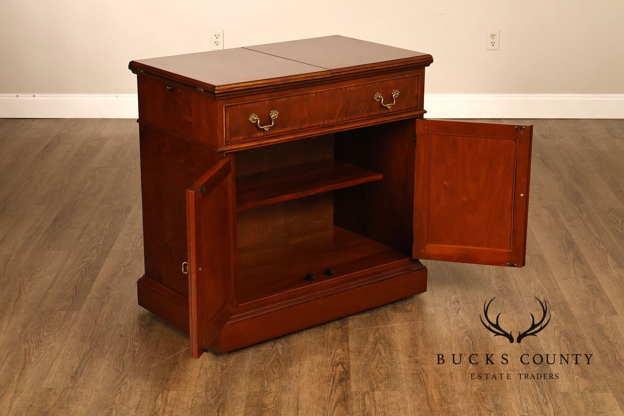 Stickley Traditional Mahogany Flip-Top Server Cabinet