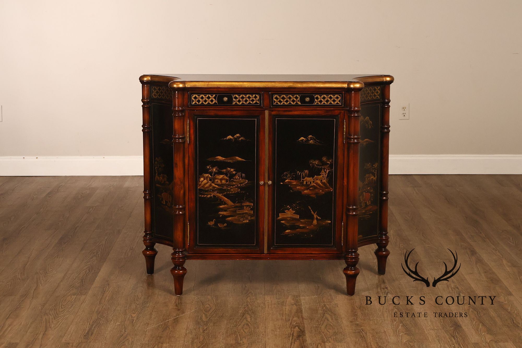 Theodore Alexander Chinoiserie Style Painted Sideboard Cabinet