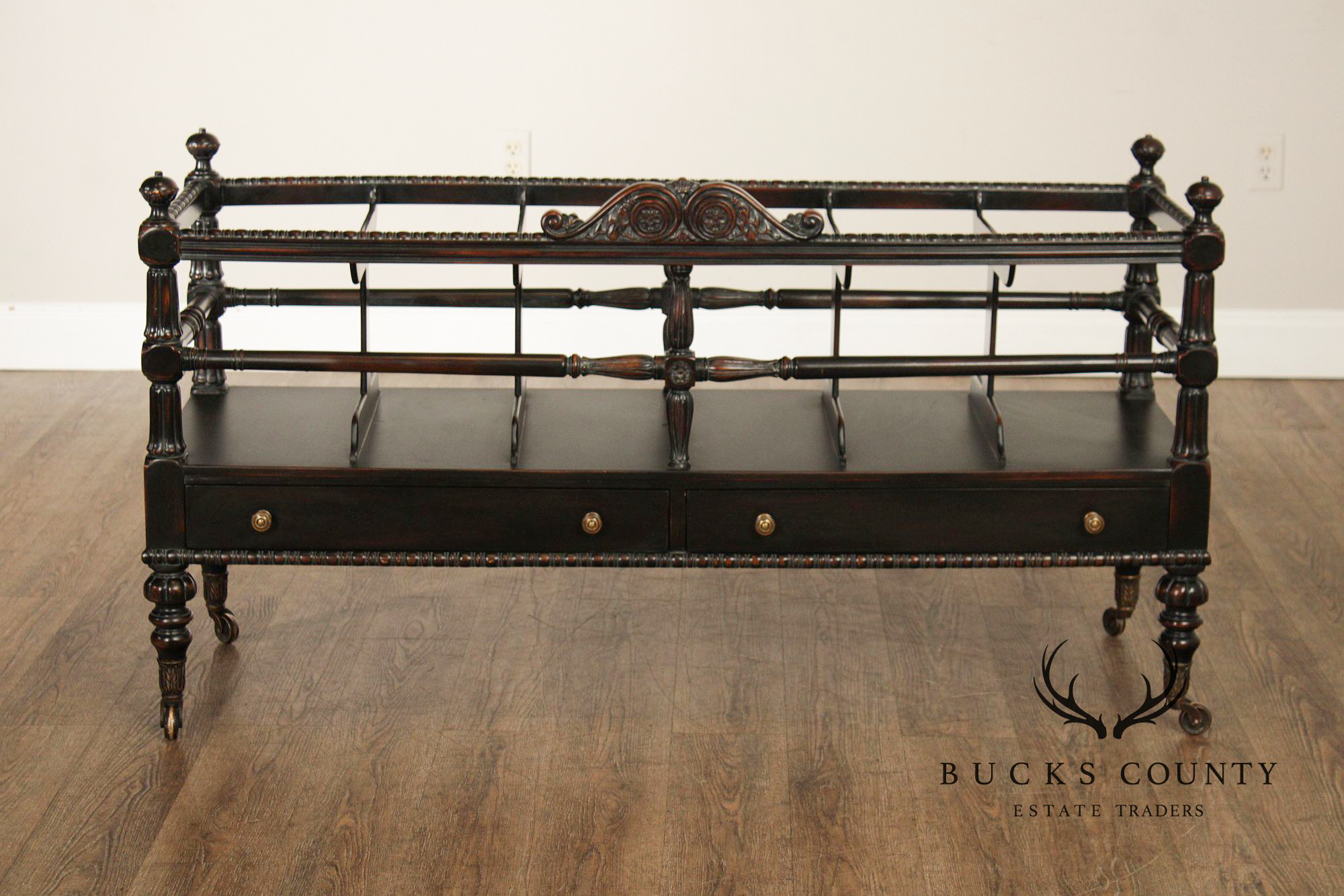 Sarried Tudor Style Ebonized Double Canterbury Magazine Rack
