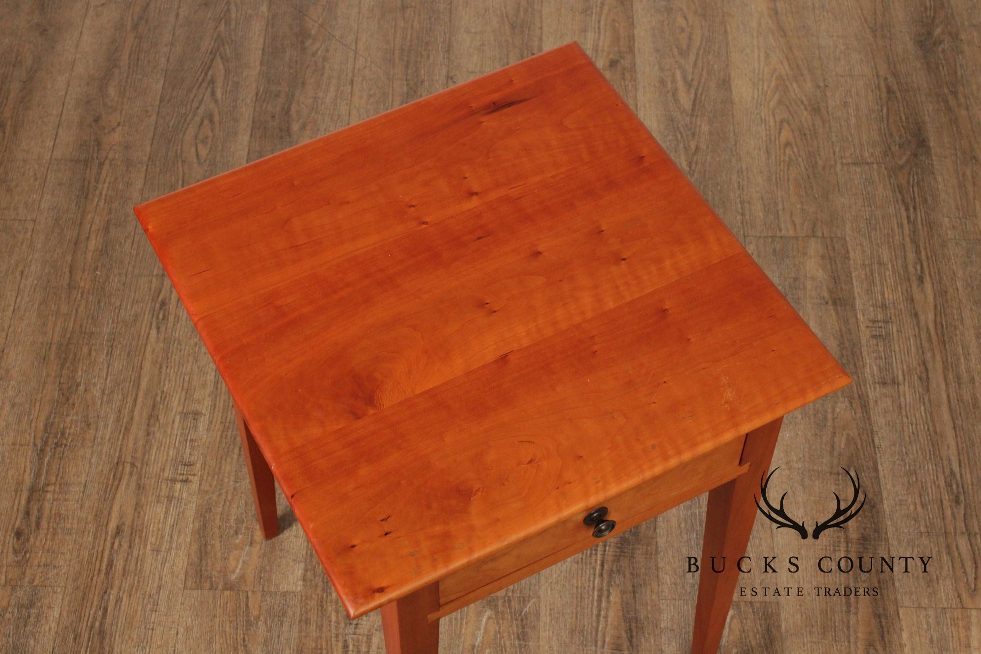 Hepplewhite Style Custom Crafted Pair of Cherry One Drawer Work Stands