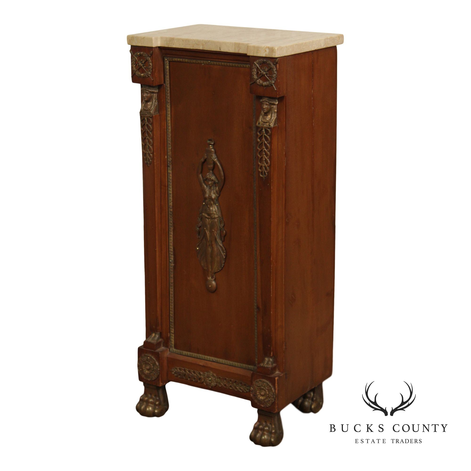 Antique French Marble Top Neoclassical Style Pedestal