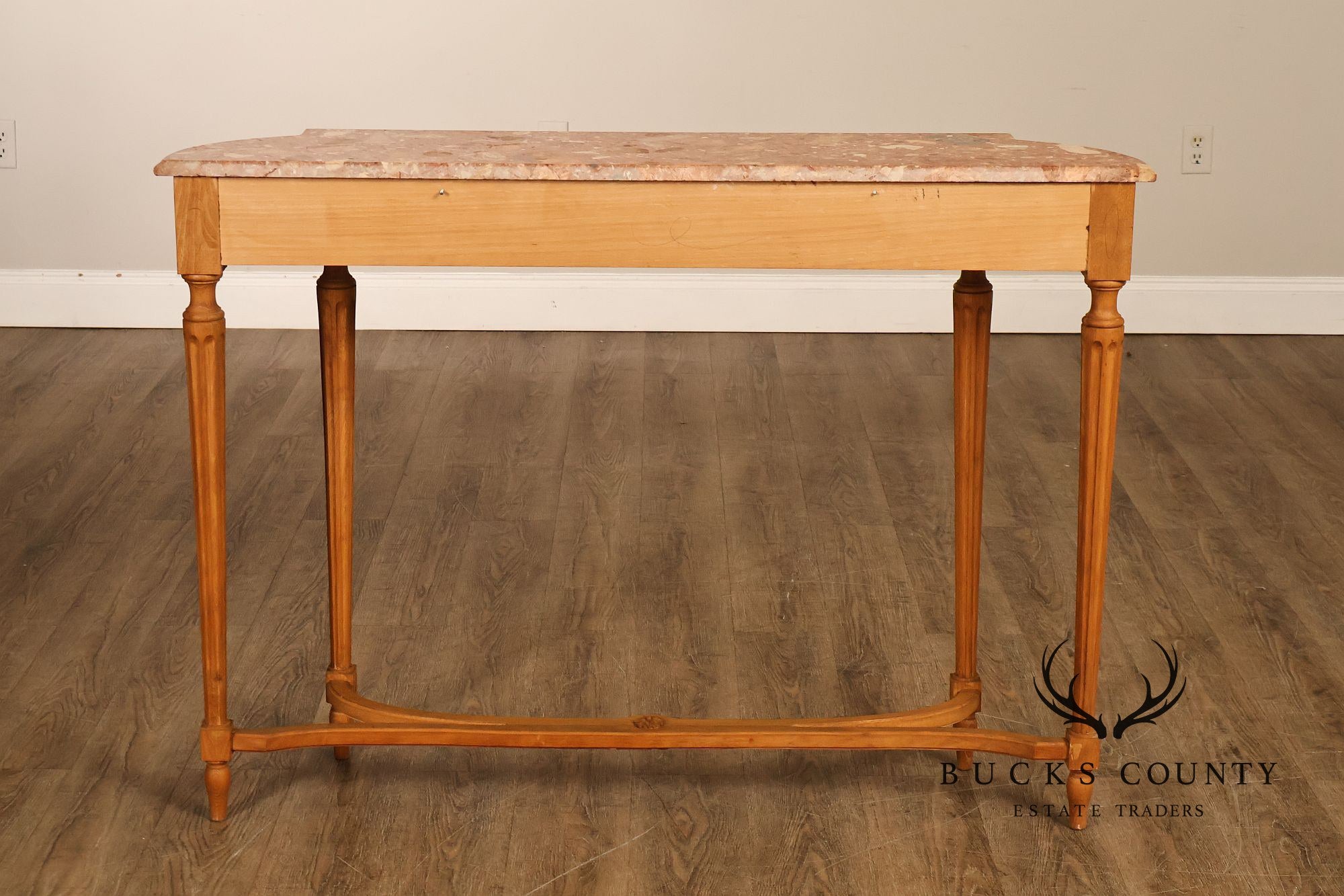 French Louis XVI Style Marble Top Narrow Console