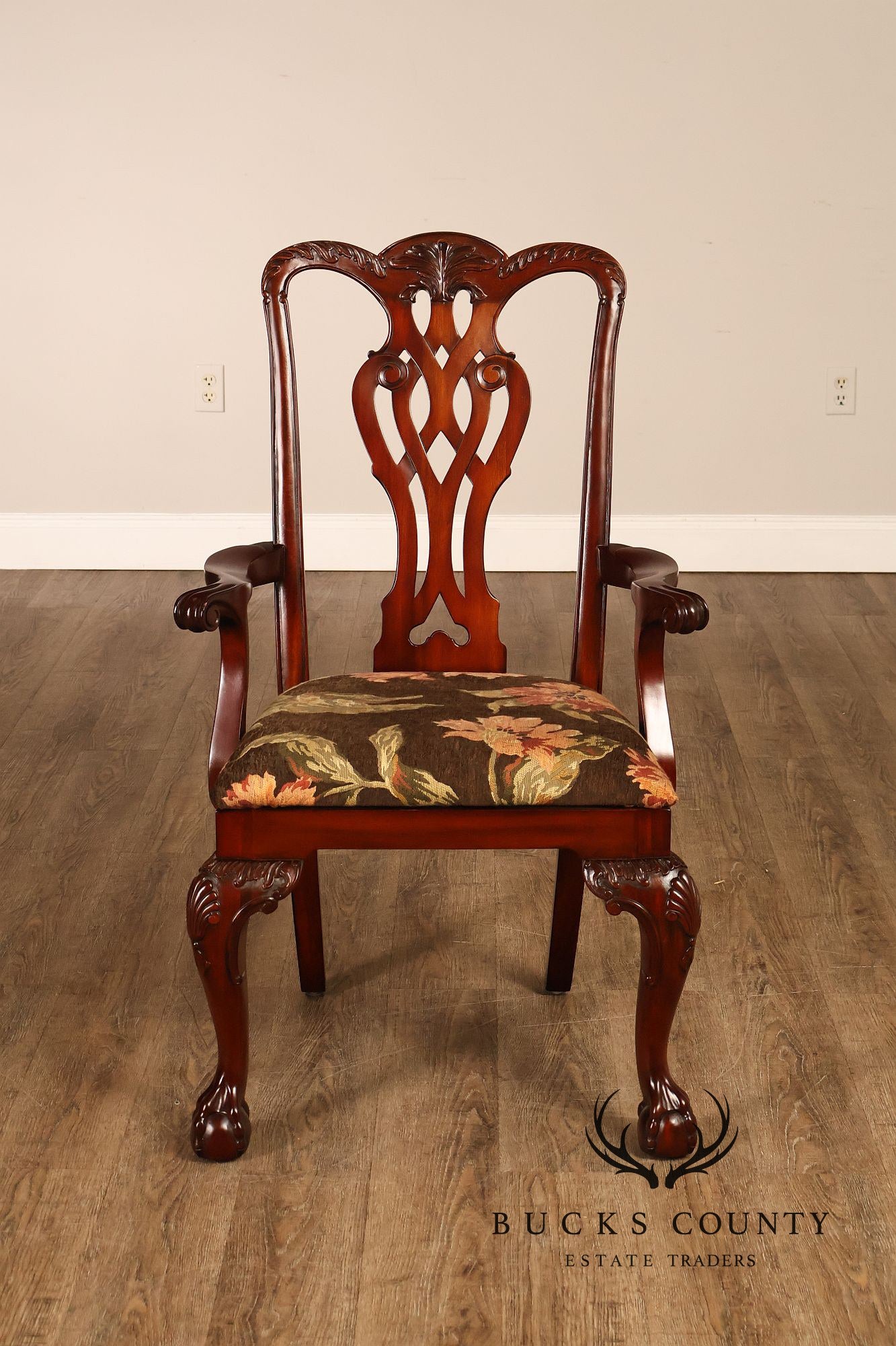 Maitland Smith Chippendale Style Set of Eight Mahogany Dining Chairs