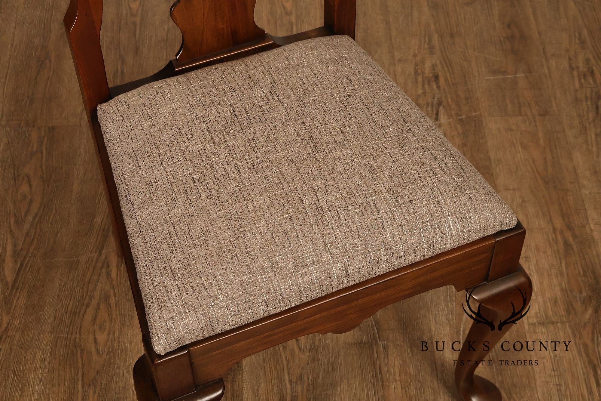 Queen Anne Style Set Of Six Cherry Dining Chairs