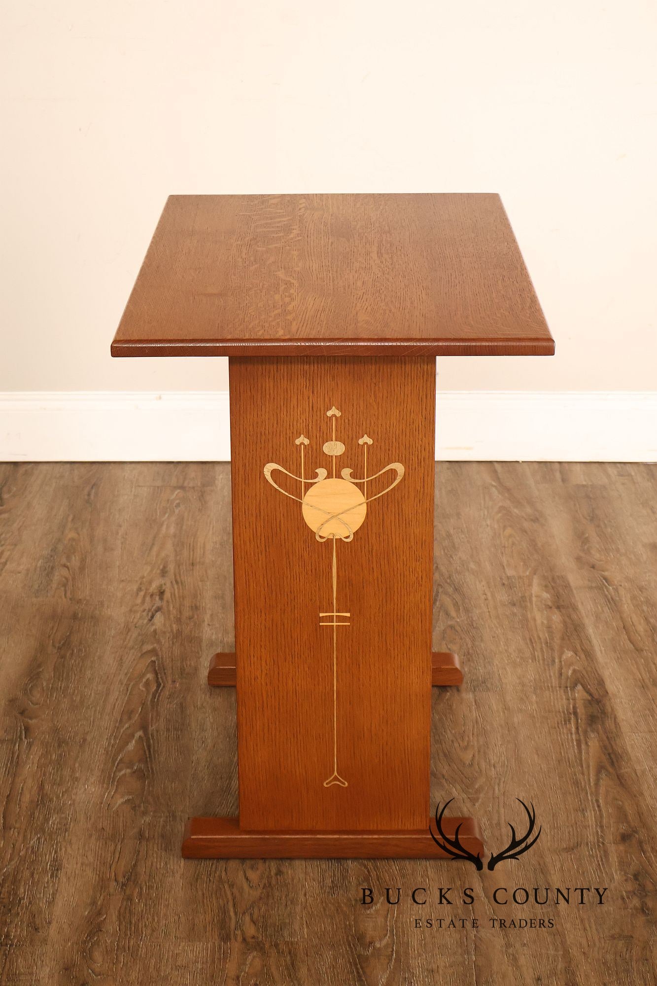 Stickley Mission Collection Harvey Ellis Inlaid Oak Tiered Occasional Table