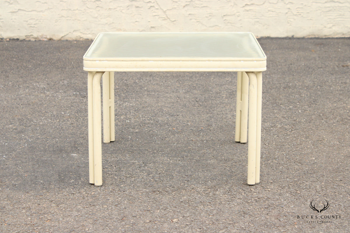 Brown Jordan Vintage Outdoor Patio Glass Square Top Side Table