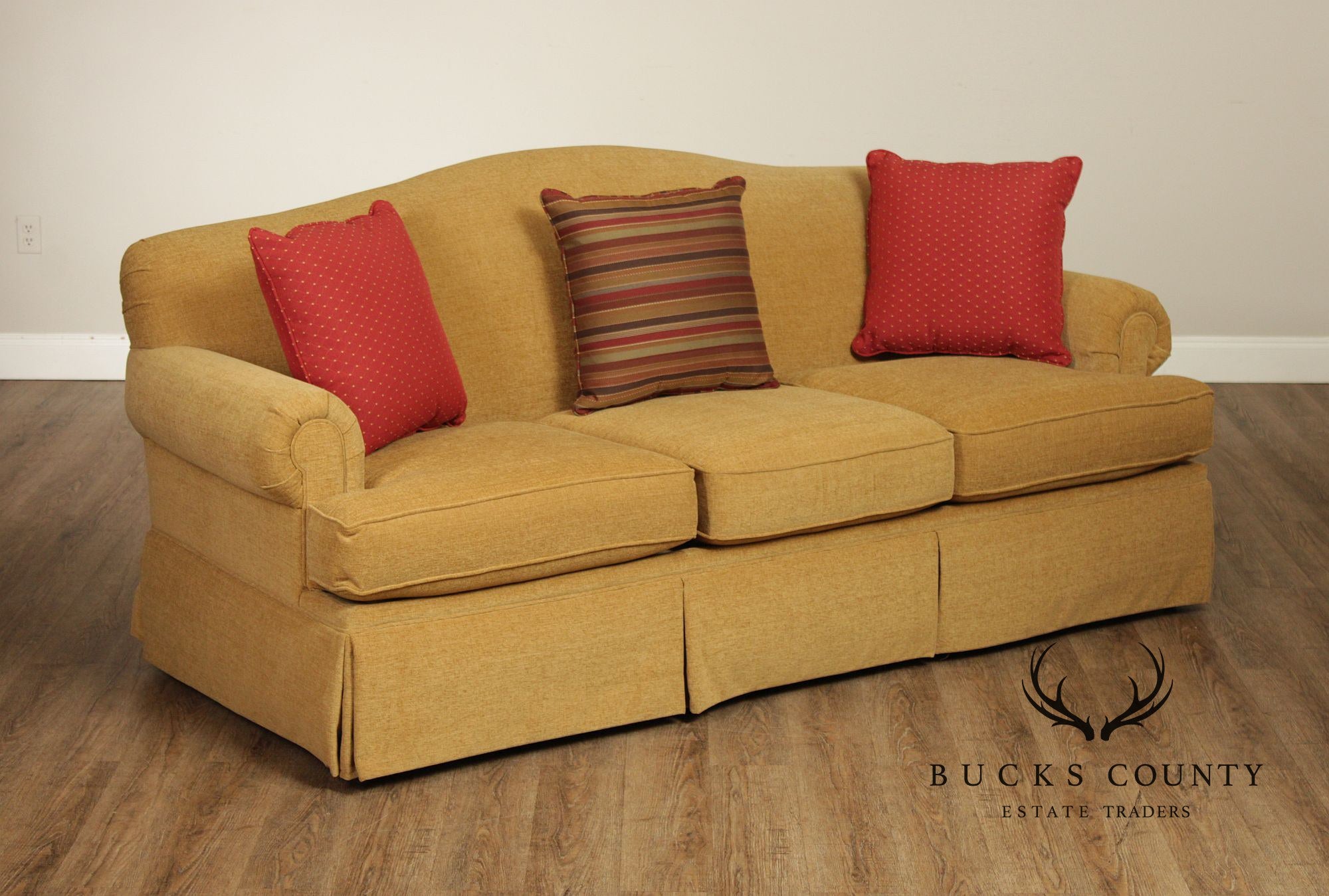 Bassett Furniture Traditional Gold Skirted Sofa