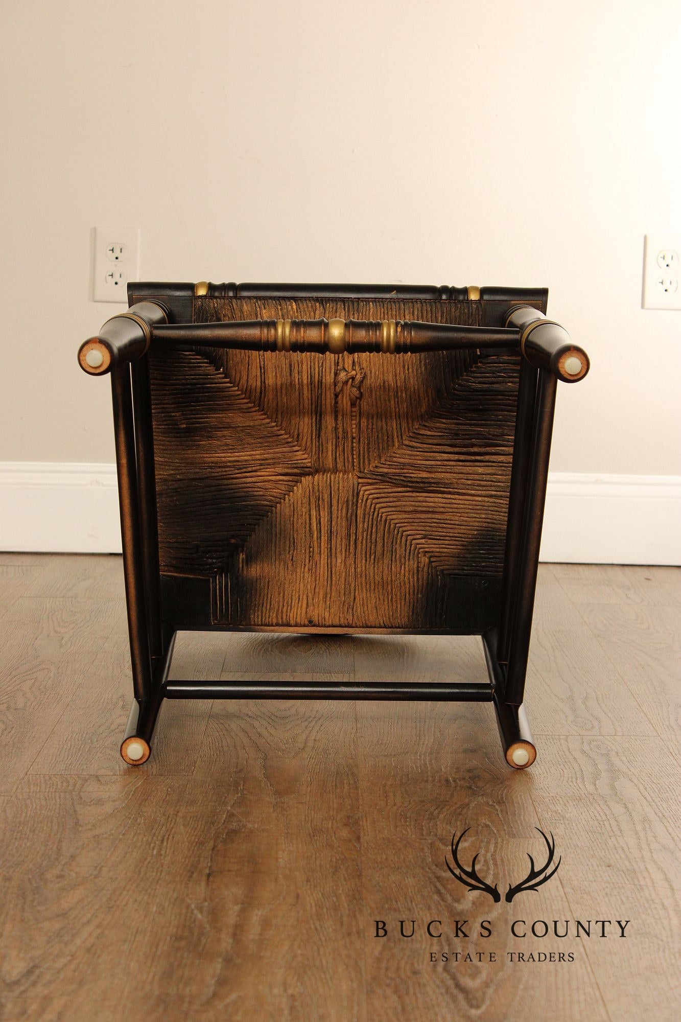 Early American Style Ebonized Rush Seat Side Chair