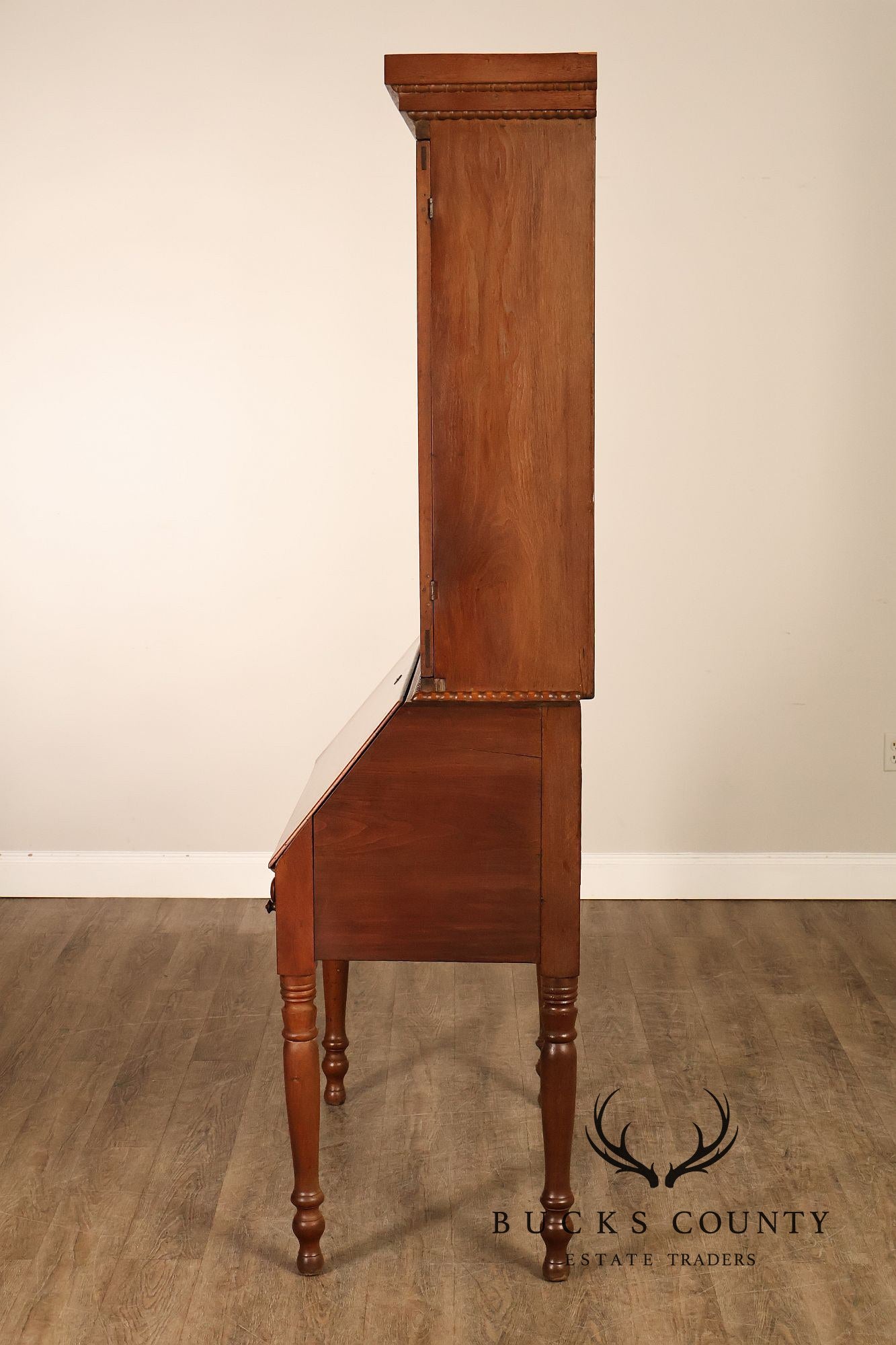 Antique American Sheraton Walnut Secretary Bookcase