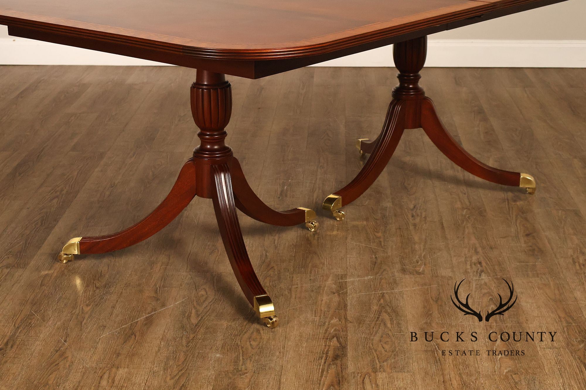 Craftique Mahogany Dining Table With Satin Wood Banding- 4 Leaves