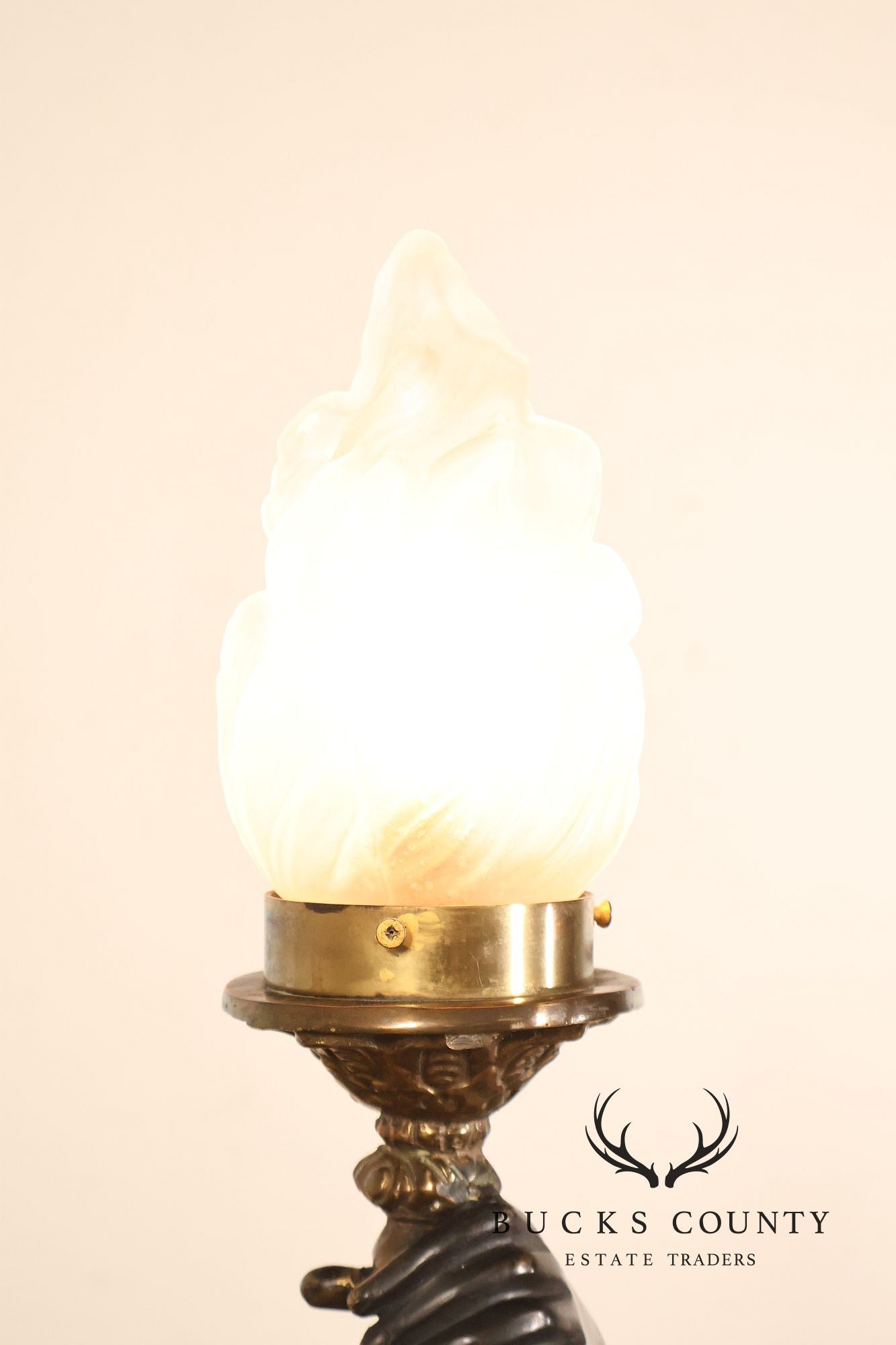Neoclassical Style Pair Of Bronze Figural Torchere Floor Lamps